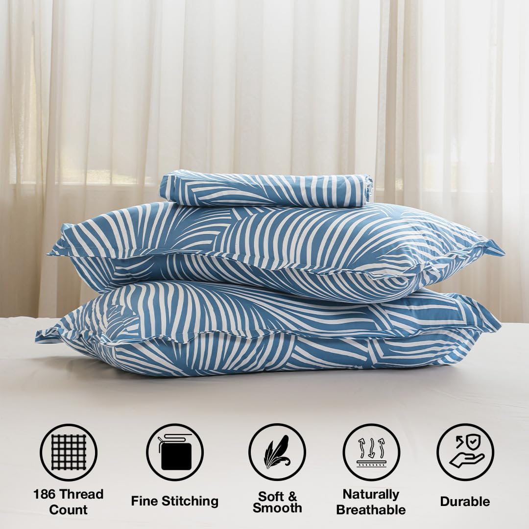 HOMEMONDE Blue Feather Fitted Sheet - King Size -5