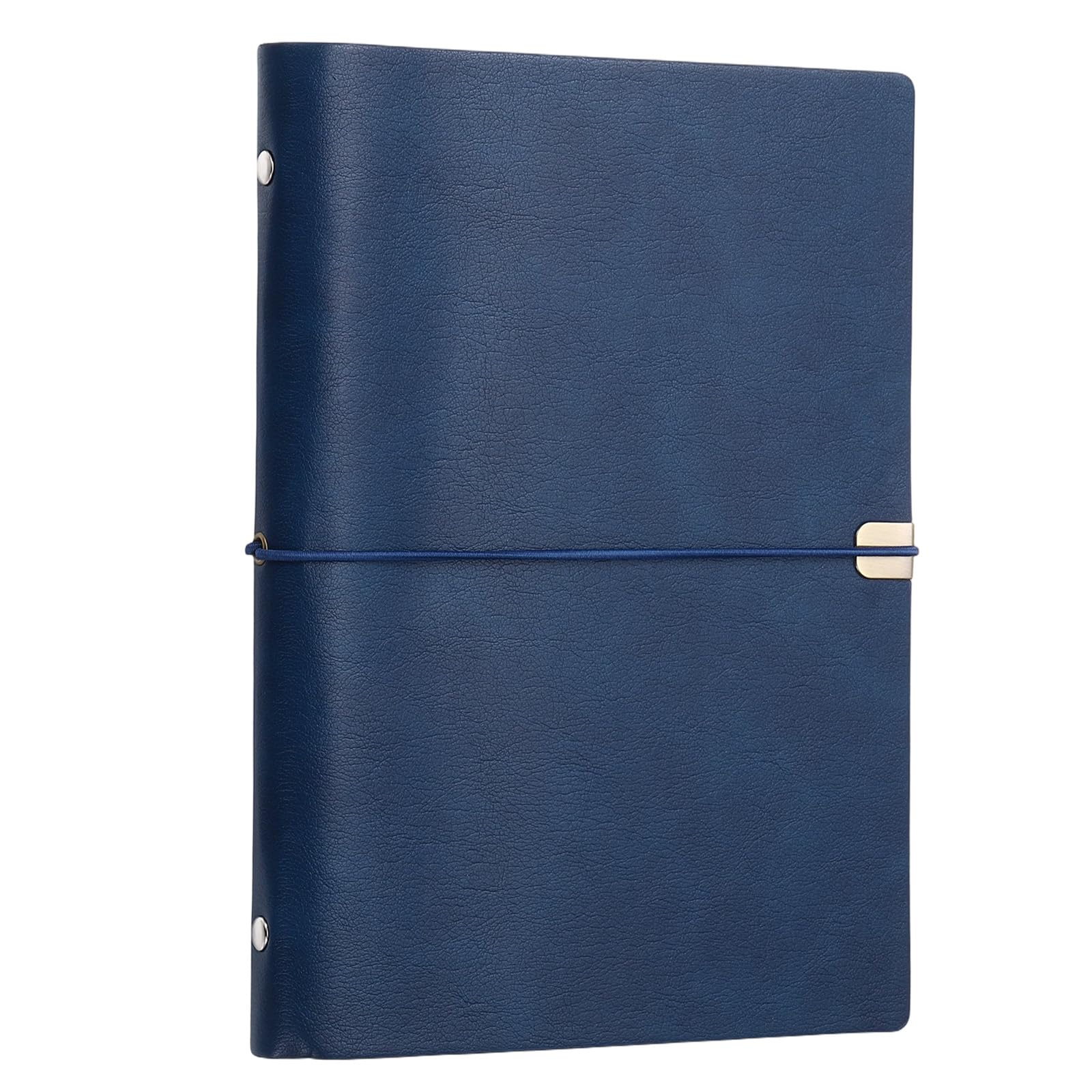 PATIKIL A5 Leather Binder Journal Cover, 6 Ring Refillable Binder Loose Leaf Notebook Protector with Elastic Closure No Paper for Work Meeting Notebook Folder, Navy Blue โ image 1