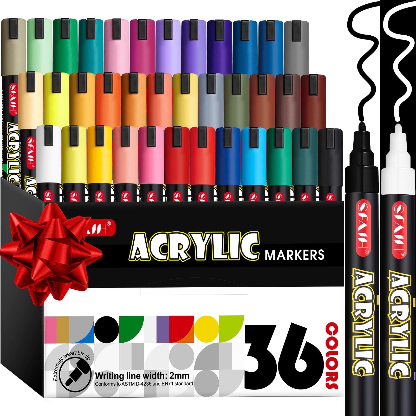 SFAIH Acrylic Creative Markers - 3mm Replaceable Nibs 36 Colors