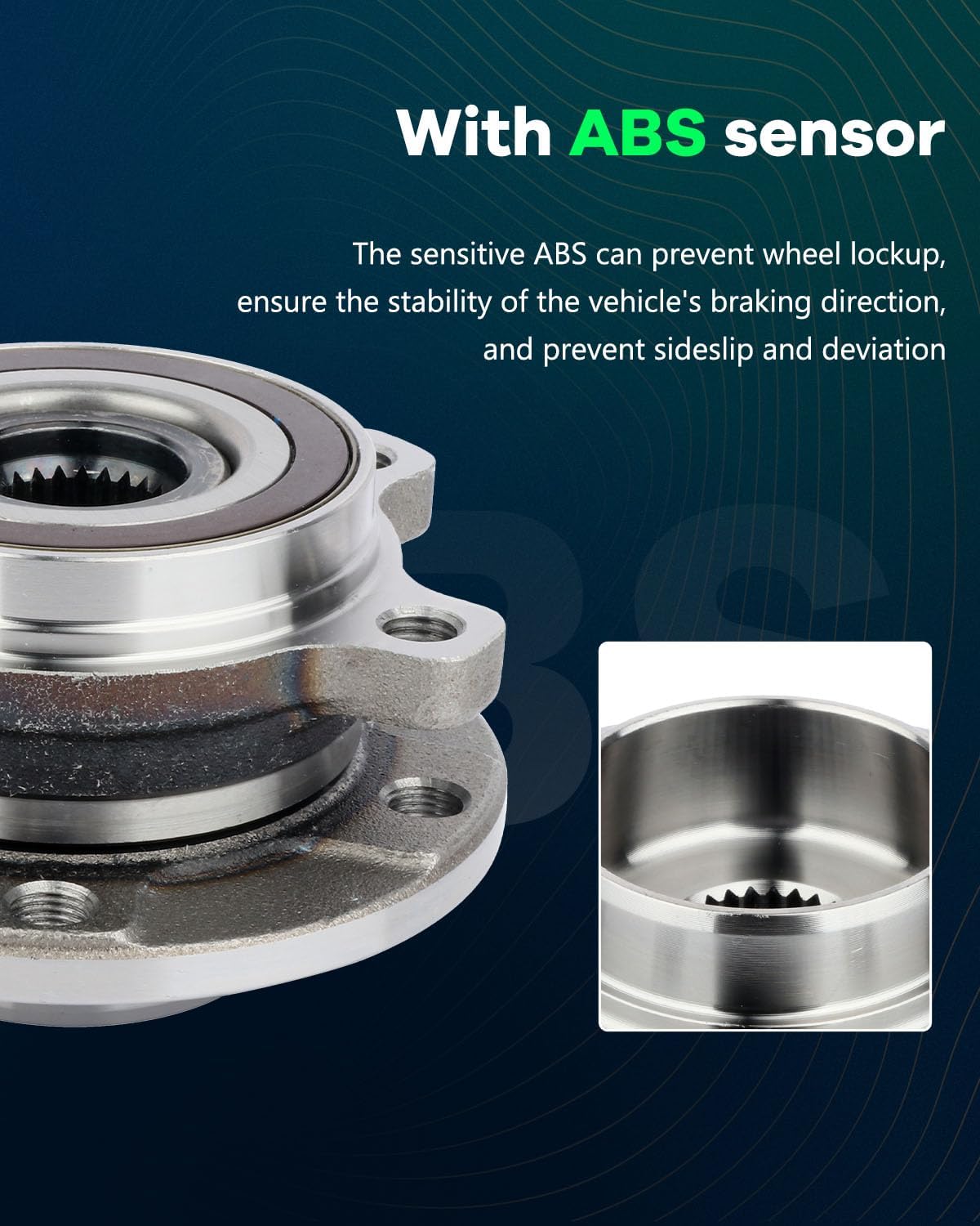 SCITOO Wheel Hub Wheel Bearing Assembly Front 513349 fit for Jeep for Cherokee 2014-2019 Wheel Hub Bearing Assemblies W/ABS 1pc Wheel Hub Bearings