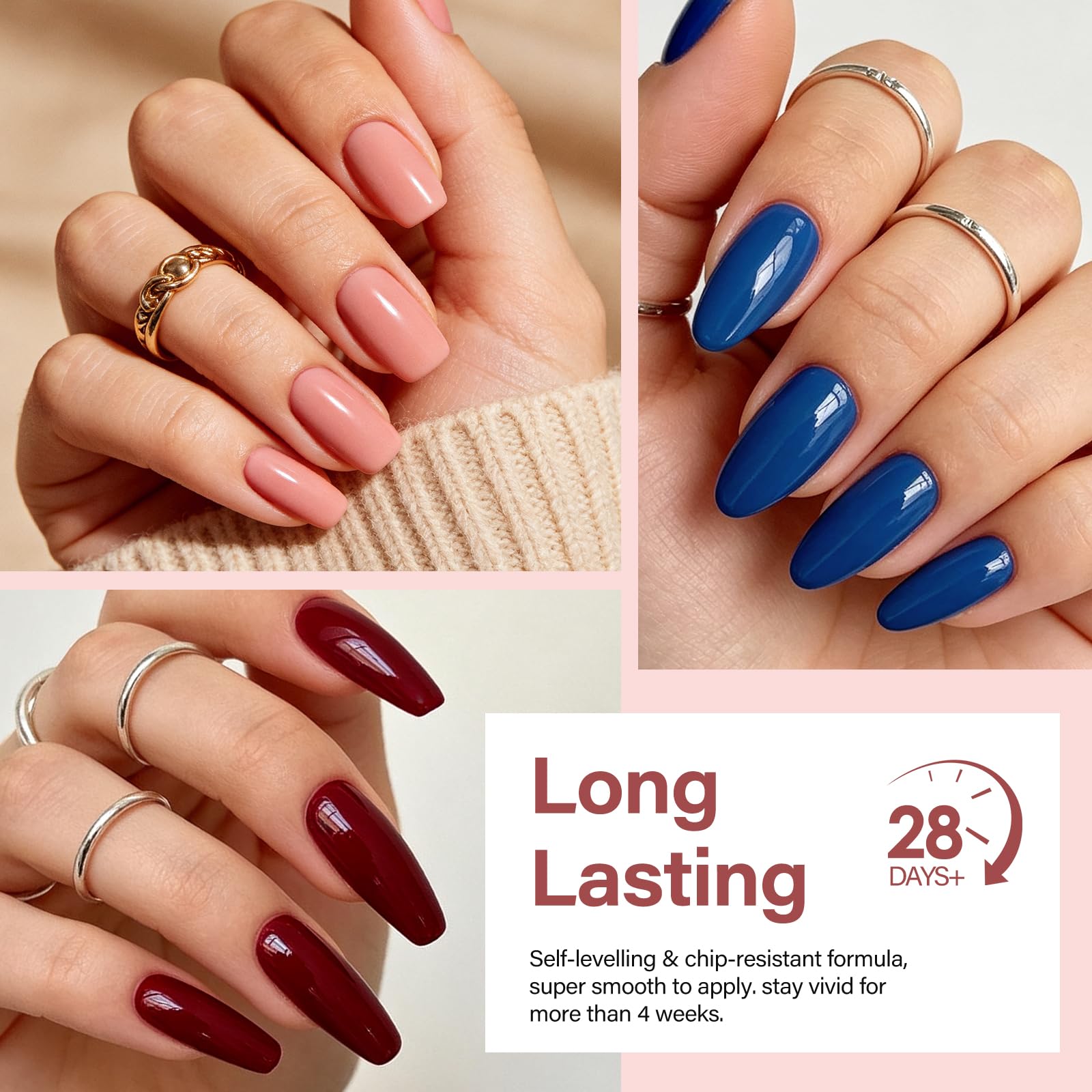 EBANKU 68 Farben 15ML Gel Nagellack Set Hema-Free Gleiche Farbe Flasche | UV Nagellack mit 2PCS Base Gel and Top Coat Lang Anhaltend Maniküre Set fur Zuhause Salon, Weihnachtsgeschenke