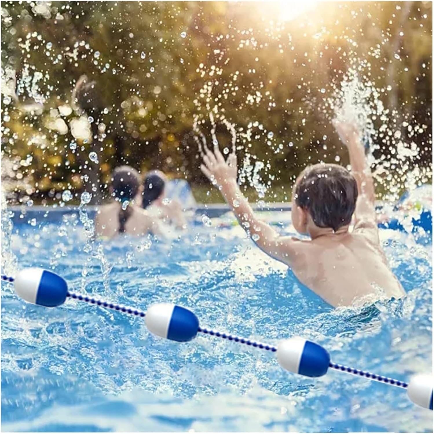 Ligne de séparation de piscine réglable avec flotteurs et crochets résistants