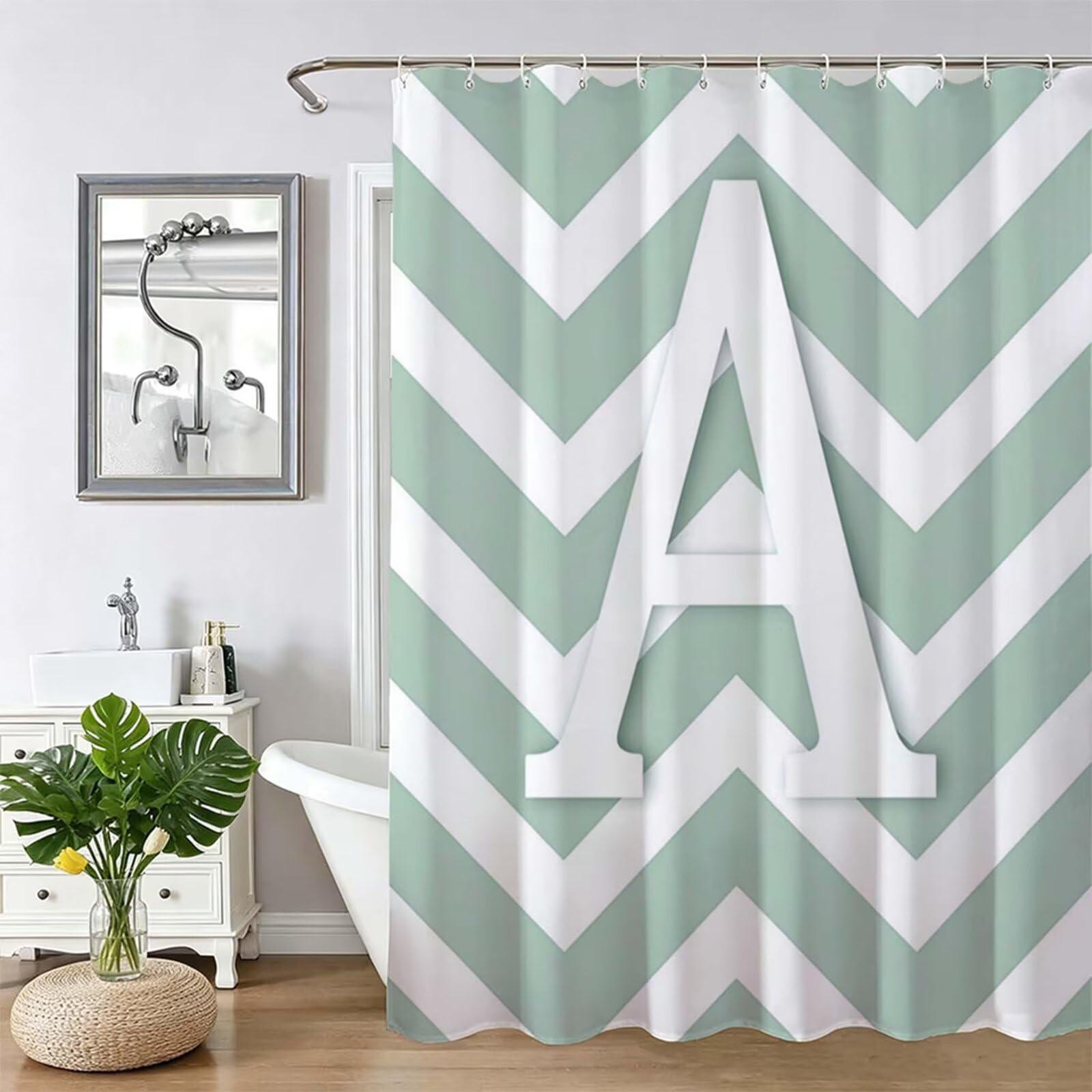Tenda Doccia in Poliestere tinta unita,Tende per Doccia Extra Lunga 230x180cm,moderno Tenda Vasca da Bagno Tessuto Lavabile,Impermeabile Facile da Pulire,con 12 Ganci,Decorazione per Bagno,Hotel Z-18