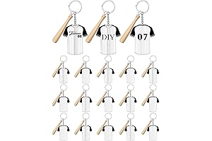 18Pcs Baseball Jersey Tags Acrylic Keychain Bulk Baseball Wooden Bat Kit for Sublimation Crafts