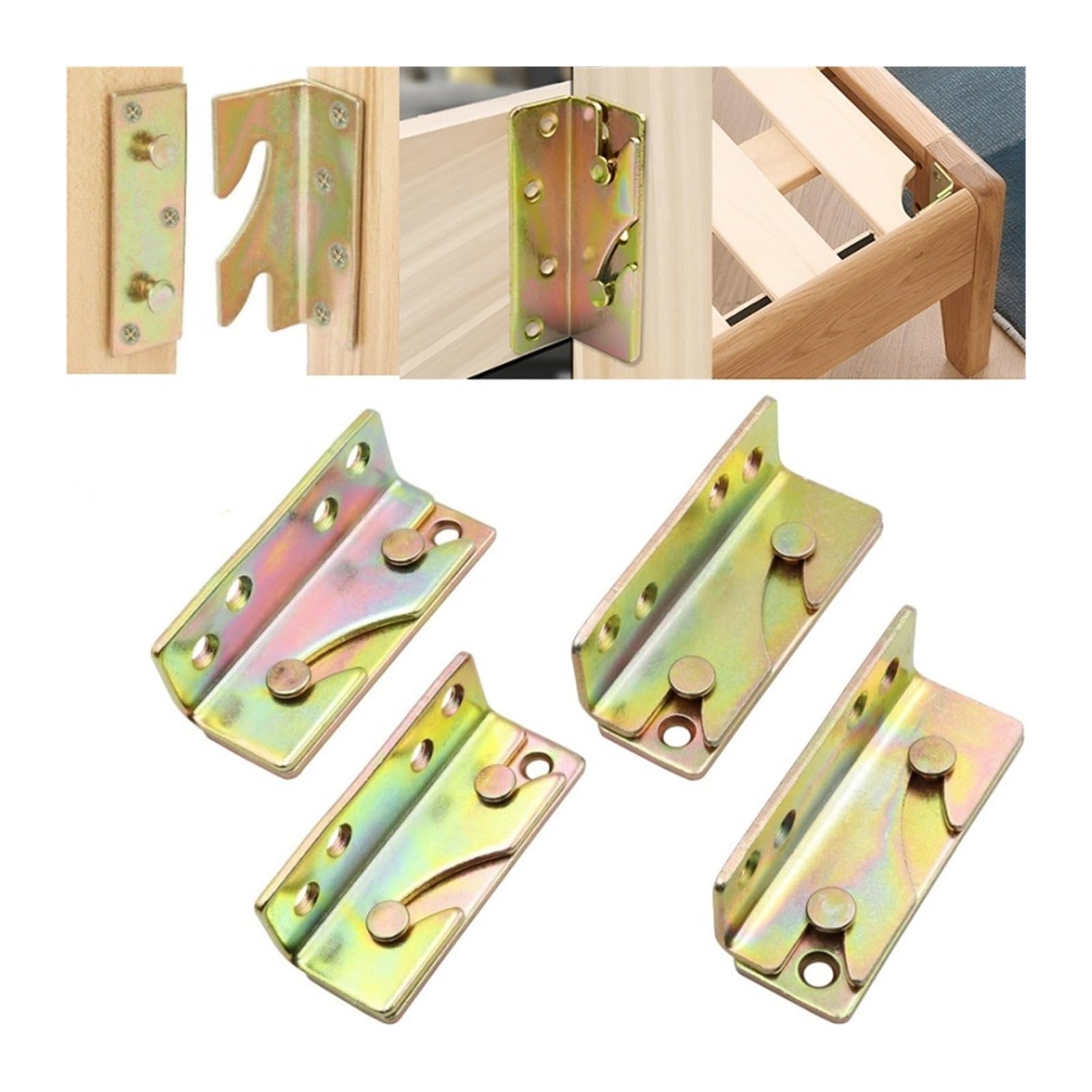 4 Set Staffe For Sponde Del Letto For Carichi Pesanti Elementi Di Fissaggio For Appendere Cerniere For Mobili In Legno Accessori Hardware For Connettori(Thicken Style)