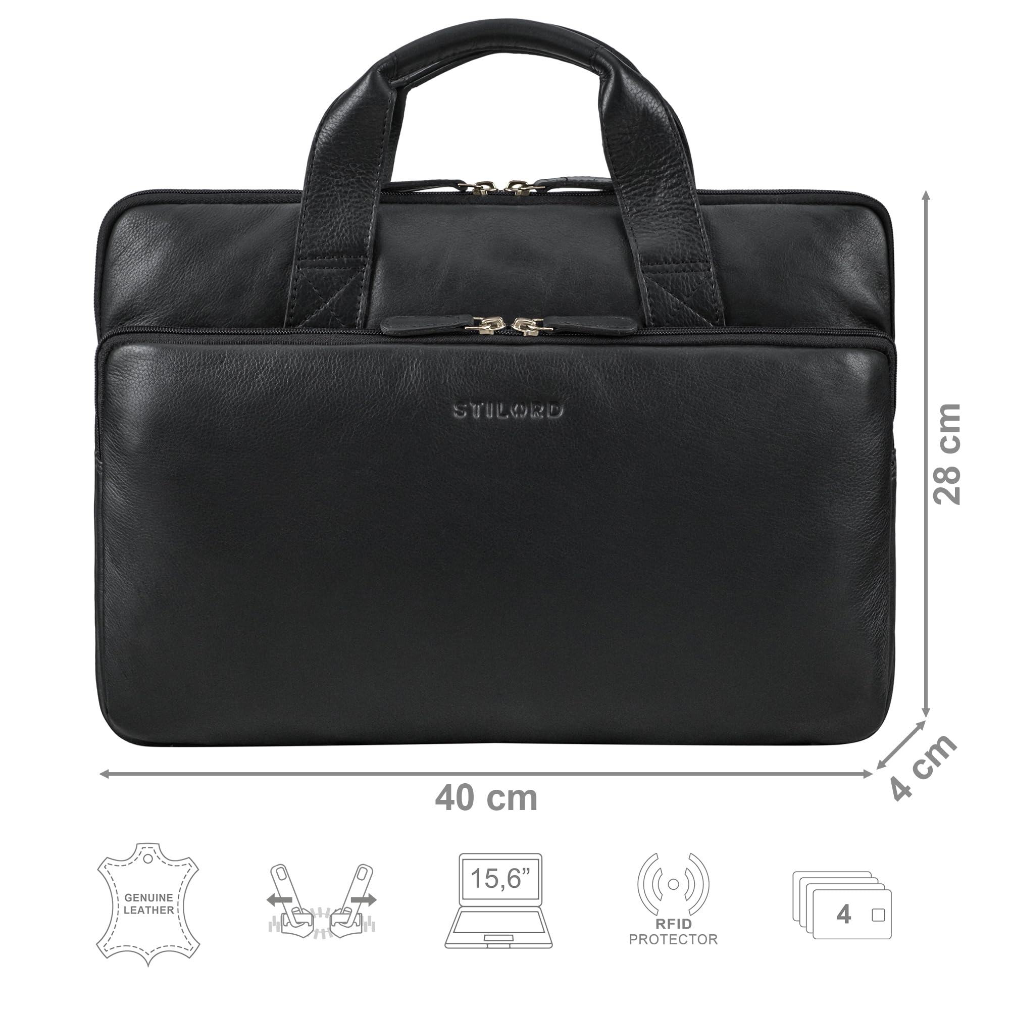 Stilord Beau Laptop Bag - Portatile in Pelle Autentica per Uomo e Donna - Dettaglio