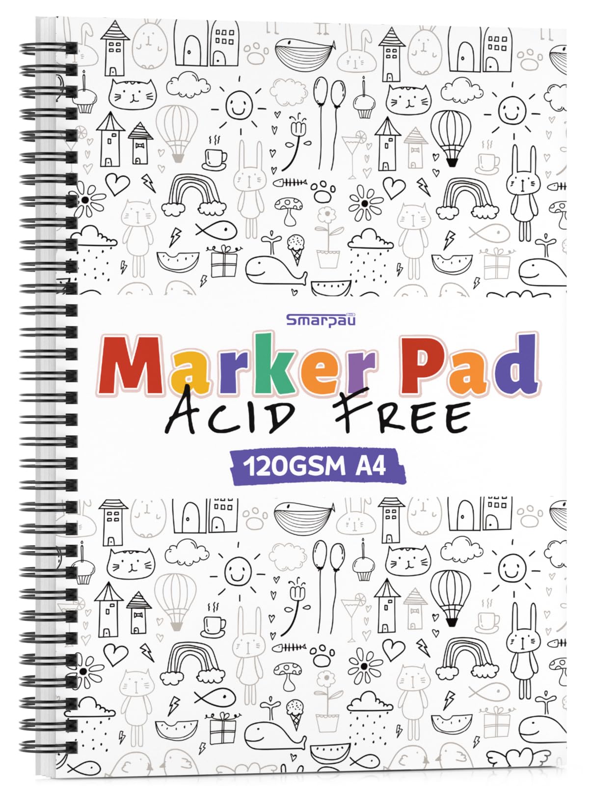 A4 Marker Sketchbook Drawing Pad 120gsm 40 Sheets Double-Sided Bleedproof