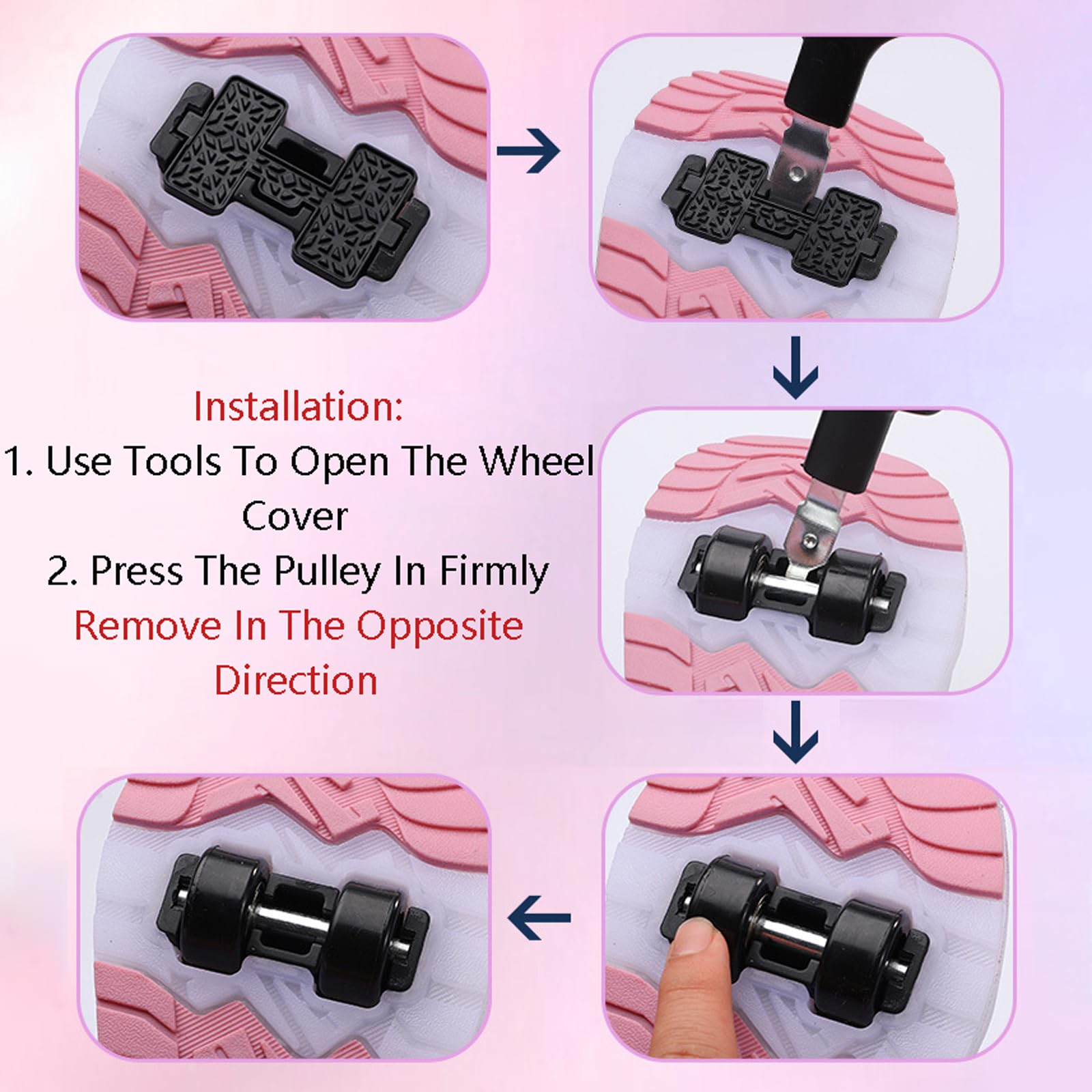 Scarpe con Rotelle Bambina,Scarpe da Ginnastica da Pattini,Scarpe Pattini Bambina,Scarpe con Rotelle Bambino con 4 Ruote Rimovibili,2 in 1 Scarpe da Skateboard,Ricarica USB