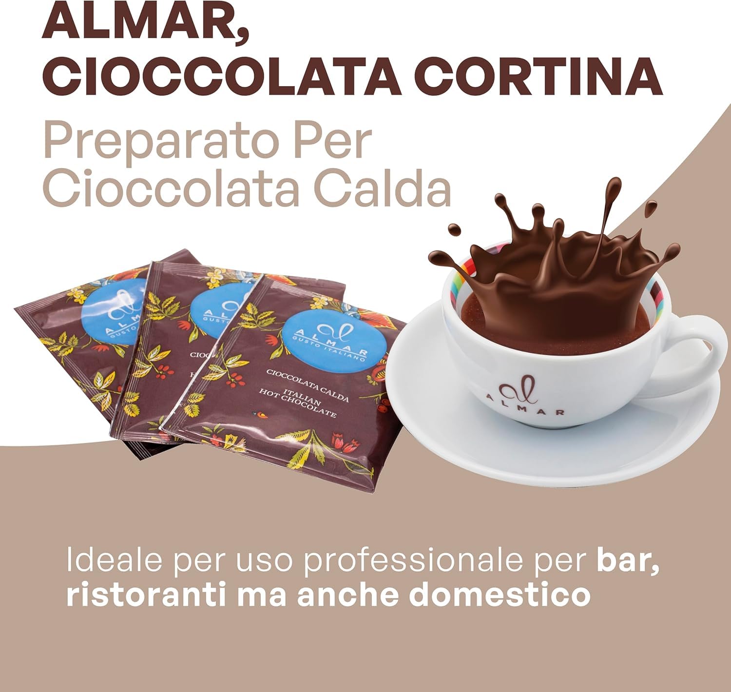 Almar Cioccolata Calda, Preparato Per Cioccolata Calda, Cacao in Polvere, Senza Glutine, Lattosio Conservanti, 100% Made in Italy - OFFERTA RISPARMIO 10 Buste da 1KG