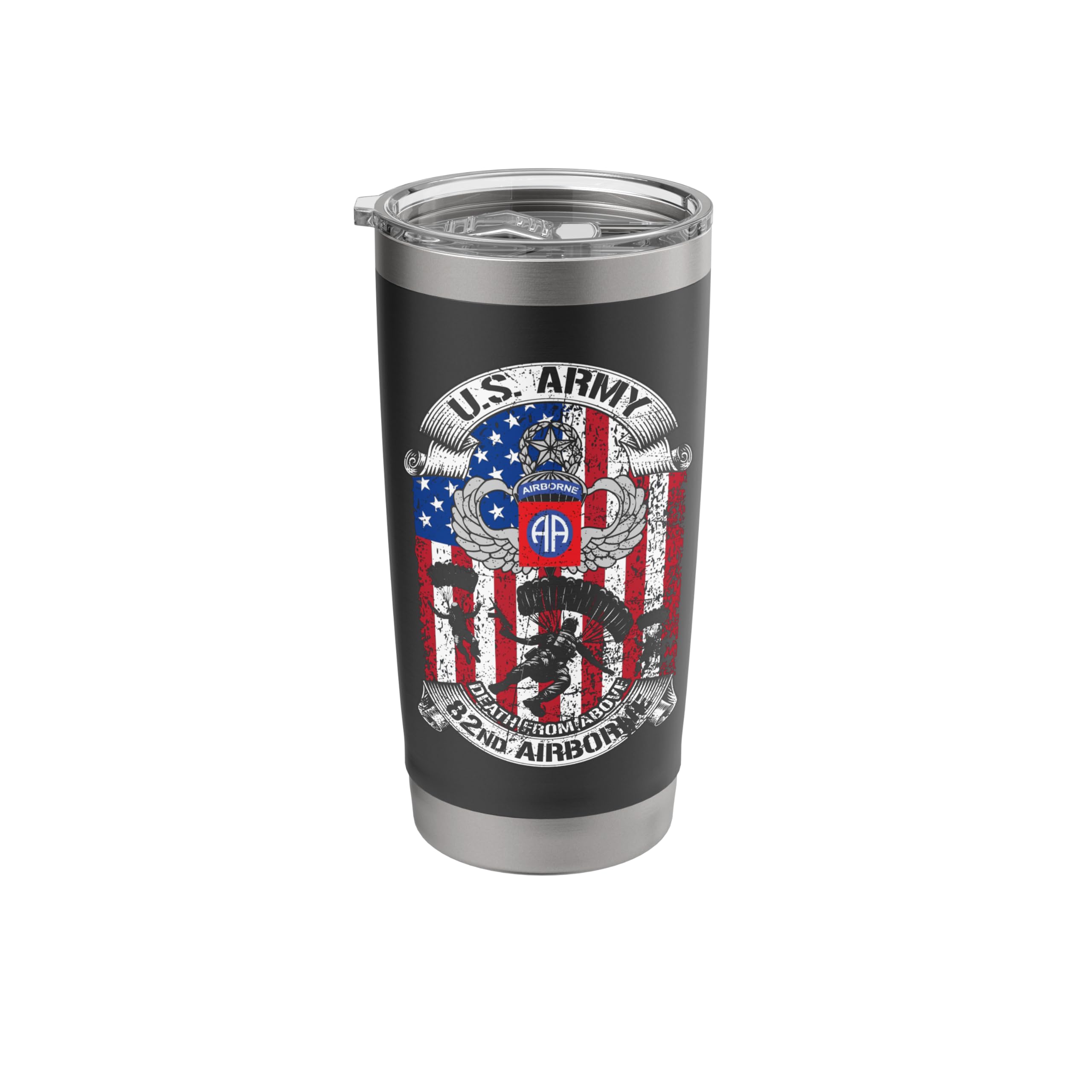 82nd Airborne Division Death From Above Flag US Veteran Stainless Steel Insulated Tumbler