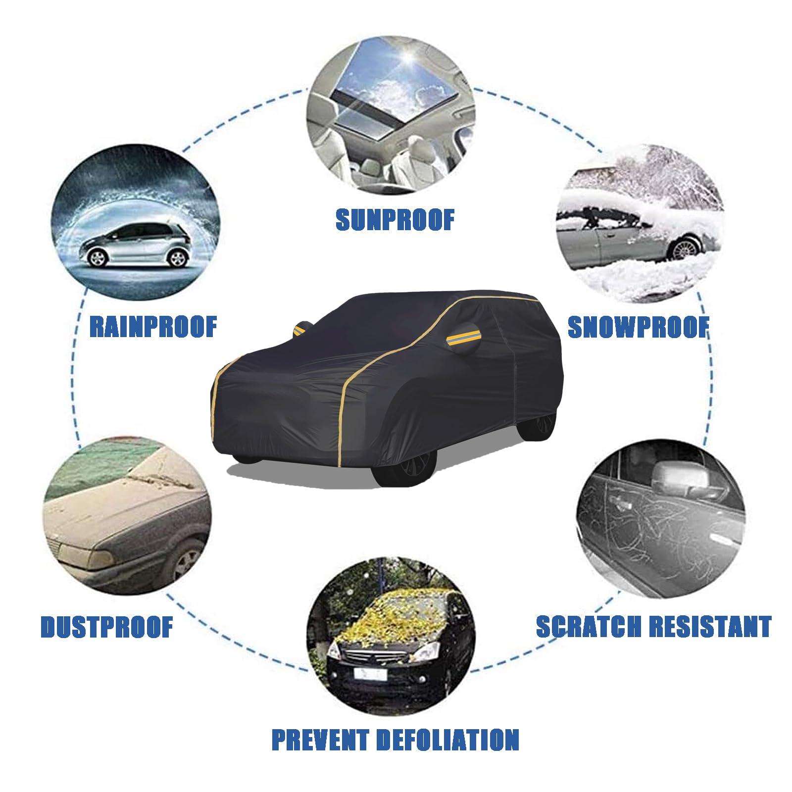 Telone per Auto dedicato Hyundai Santa Fe (2016-2018),Car Cover Impermeabile e Traspirante Protezione Solare Pioggia Neve Graffi con Tasca Specchio e Chiusura Lampo