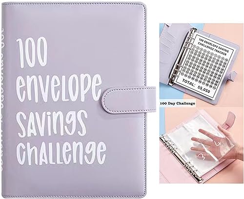 100 sobres desafío de ahorro de dinero, planificador de ahorro de dinero en efectivo sobre carpeta de presupuesto para ahorrar $5,050, manera fácil