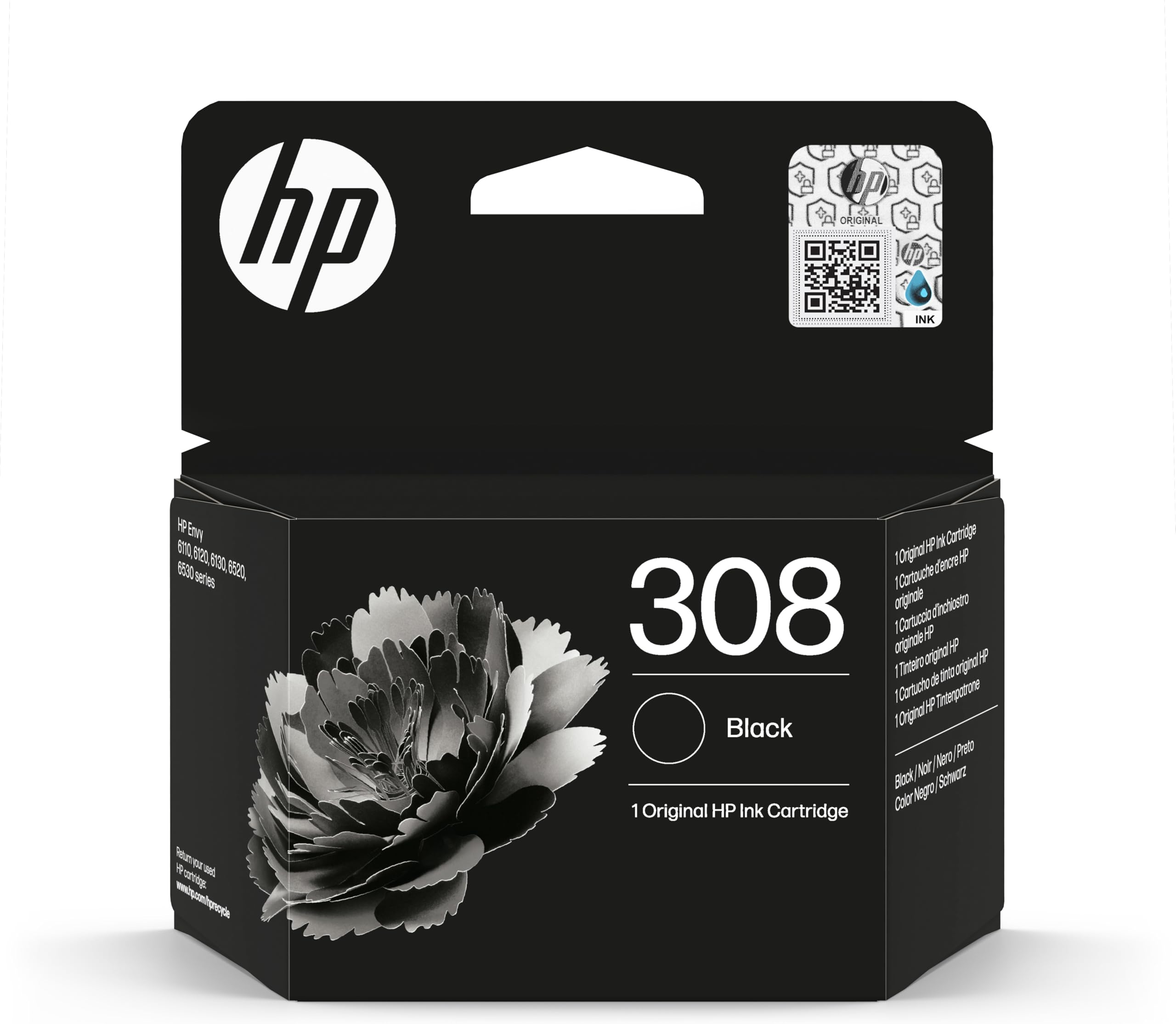 Hp 308 Original Black Ink Cartridge, Black