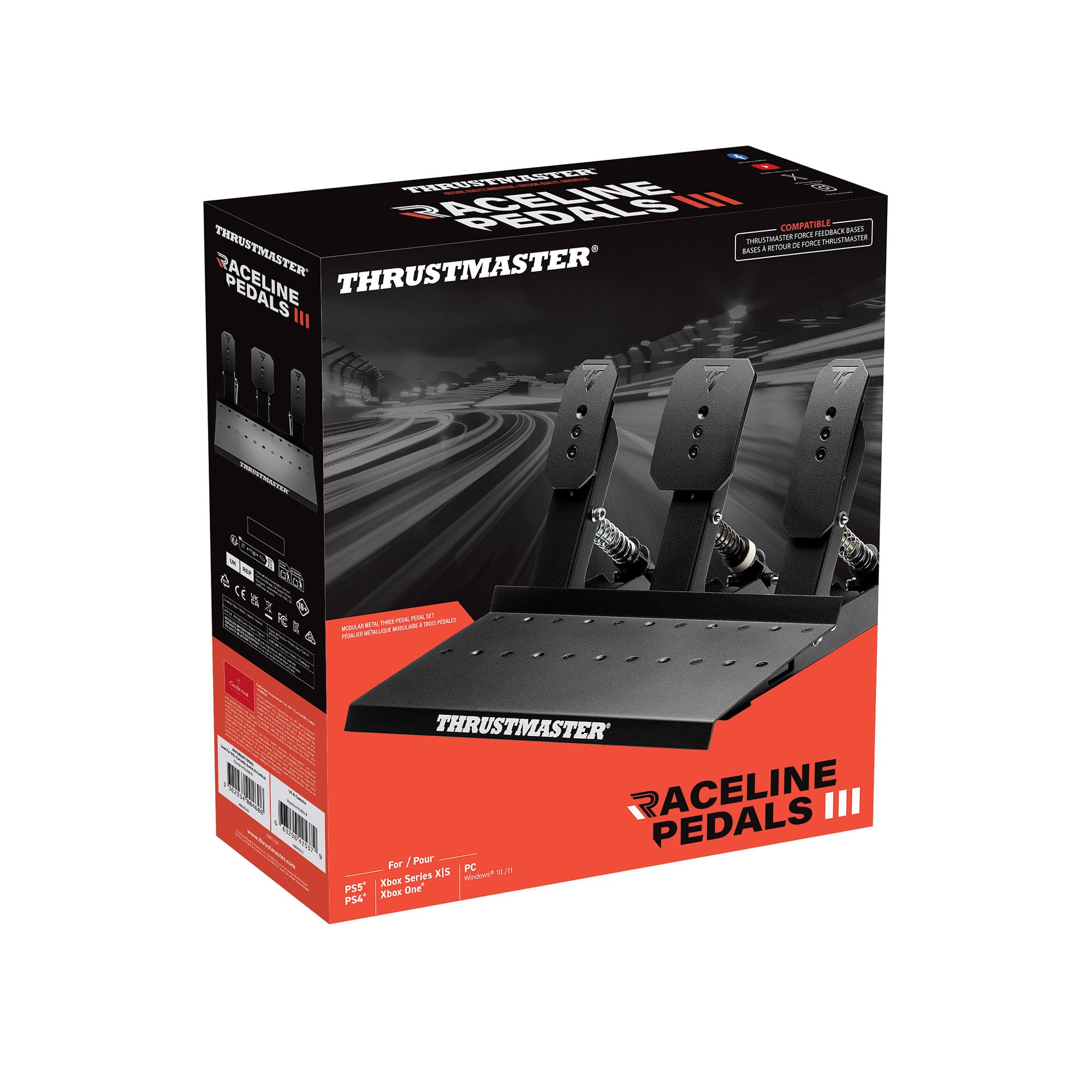 Thrustmaster Raceline Pedals III Modulare 3 Pedali H.E.A.R.T 16-bit Precisione Resistenza Regolabile PS5 PS4 Xbox Series X|S Xbox One PC