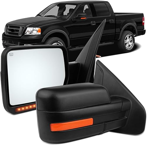 Miniatura 13 de OCPTY Espejo de remolque para 2007 2008 2009 2010 2011 2012 2013 2014 para Ford para camioneta F-150 Pickup Camión Remolque Espejos Par Par Potencia