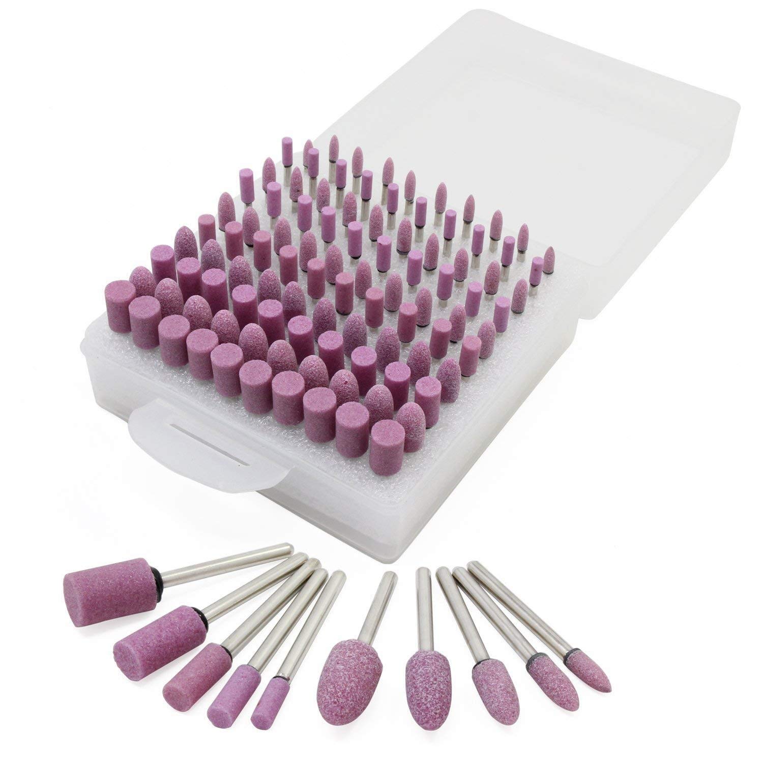 NW 100pcs Abrasice Stone Point Electric Grinding Dre,mel Accessories Polishing Grinding Wheel Tool Kit for Dremel Rotary Tool (T1801)