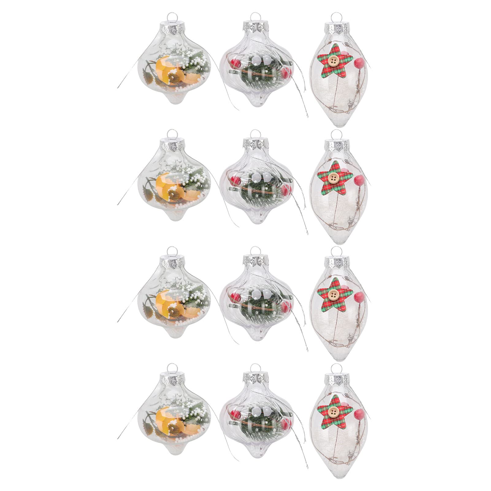 12 pièces Ornements de Boule de Noël clairs incassables et écologiques Boules suspendues de Moulage par soufflage en Pet pour décorations d'arbre de Vacances 928g 32 73oz (6165)