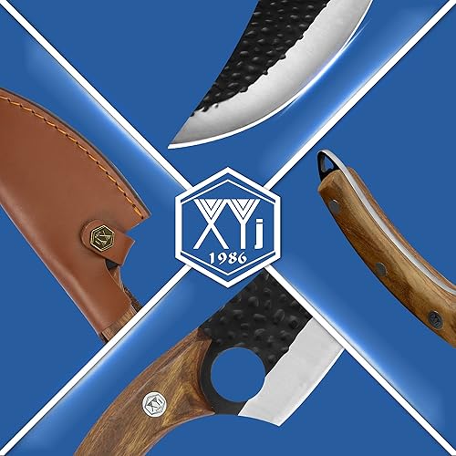 Miniatura 6 de XYJ Cuchillo de carnicero forjado hecho a mano Cuchillo de chef serbio Cuchillo de acero inoxidable para carne y verduras Cuchillo de camping con