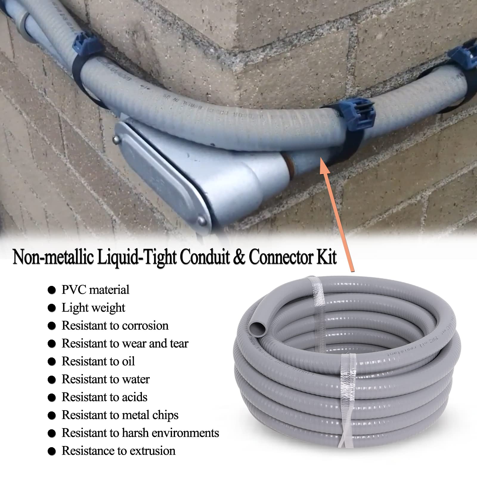Amazon.co.jp: 非金属 リキッドタイトコンジット&コネクタキット 3/4
