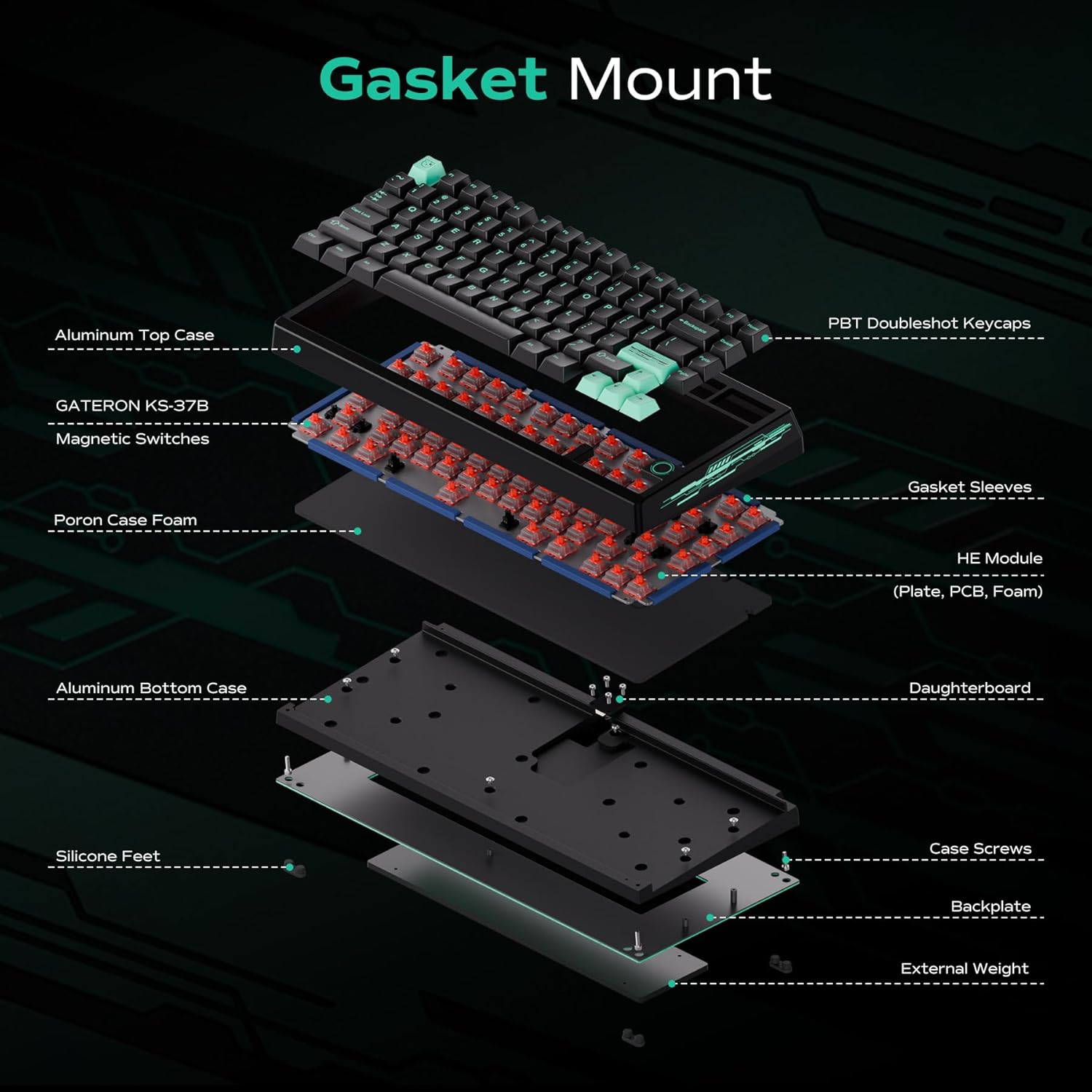 MELETRIX Chilkey Mechanical Keyboard, 75% Wired Gaming Keyboard with Hall Effect Magnetic Switches, Per-Key 0.1–4.0mm Travel Tuning, Hot Swappable, IP54, Full CNC Aluminum, RGB, PC/Mac