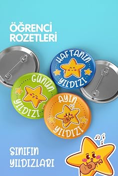 renci Rozet Seti- S n f n Y ld zlar  - I neli Buton Rozet Seti -Bro  - Yaka -  anta Rozet. 3 Adet