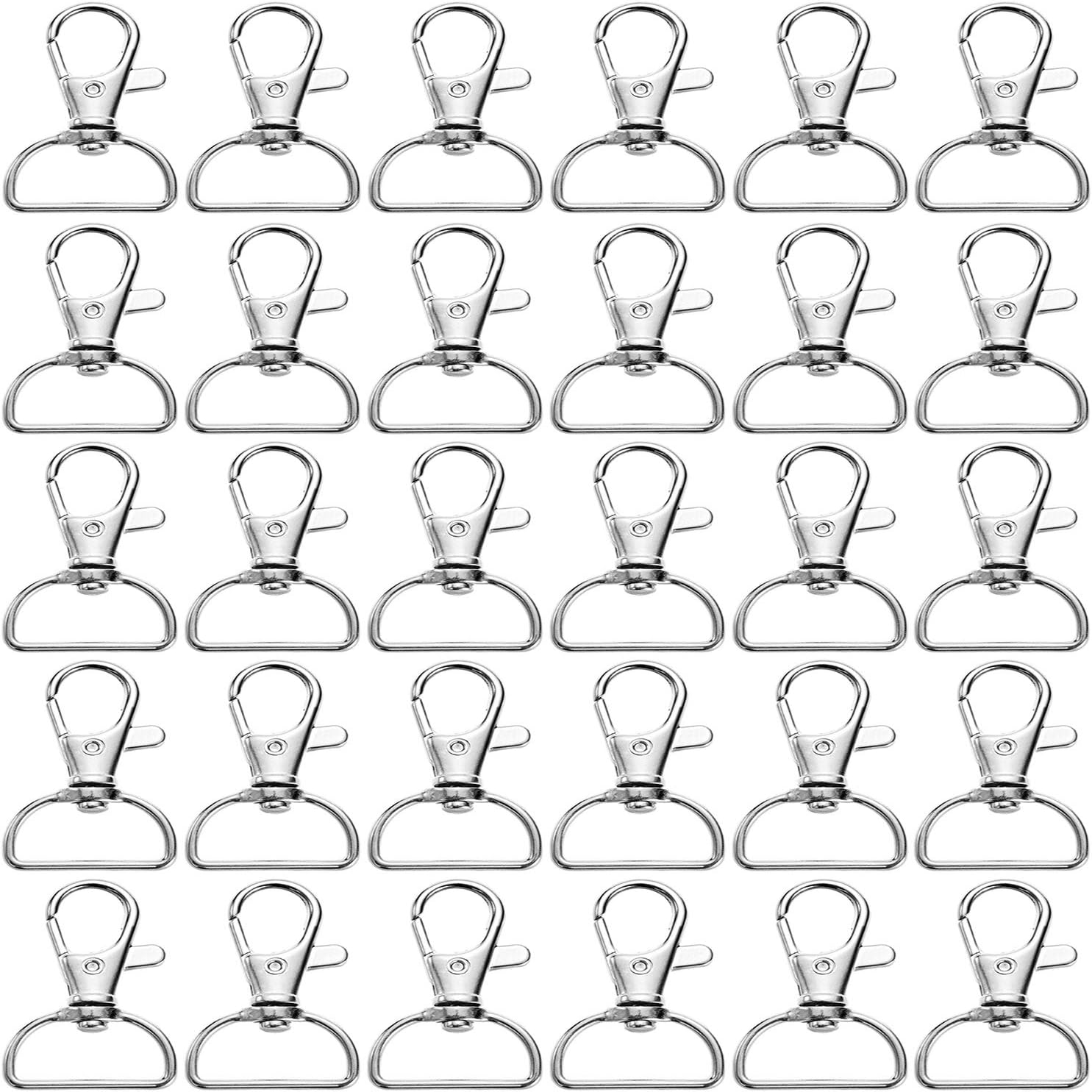 Swivel Clasp Swivel Snap Hooks Trigger Clips 1 Inch D Rings Metal Lobster Claw Clasps 40 Pcs for Making Snap Tabs, Keychain Hardware, Purse Hardware