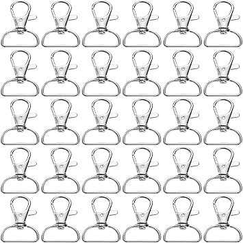 Swivel Clasp Swivel Snap Hooks Trigger Clips 1 Inch D Rings Metal Lobster Claw Clasps 40 Pcs for Making Snap Tabs, Keychain Hardware, Purse Hardware