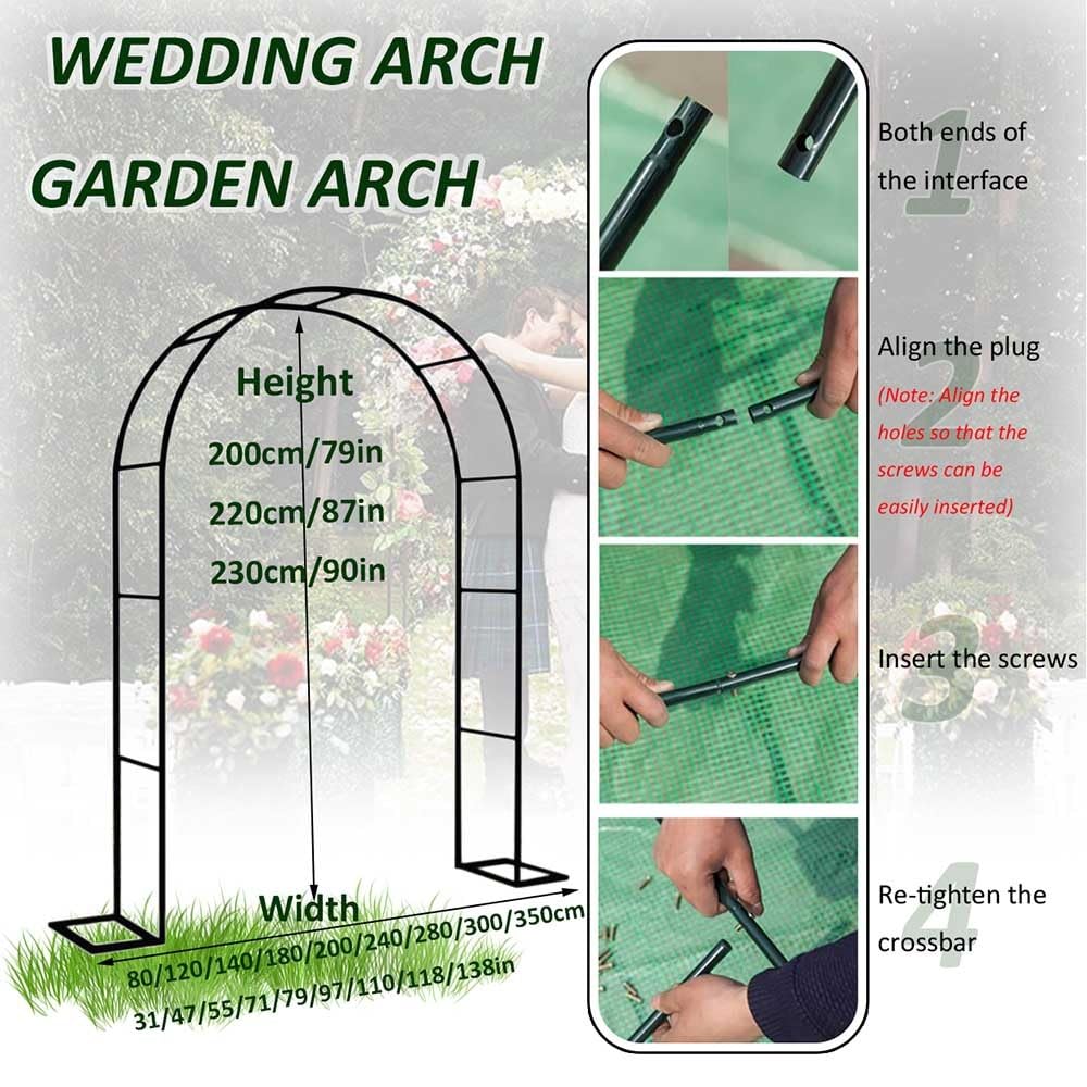 Metall-Gartenbogen für Rosen – Hochzeitsspalier, verstellbare Breite 80–350 cm, für den Außenbereich, Terrasse, Dekoration, Bronze-Finish, ideal für Gärten und Fenster, (B 200 x H 220 cm)