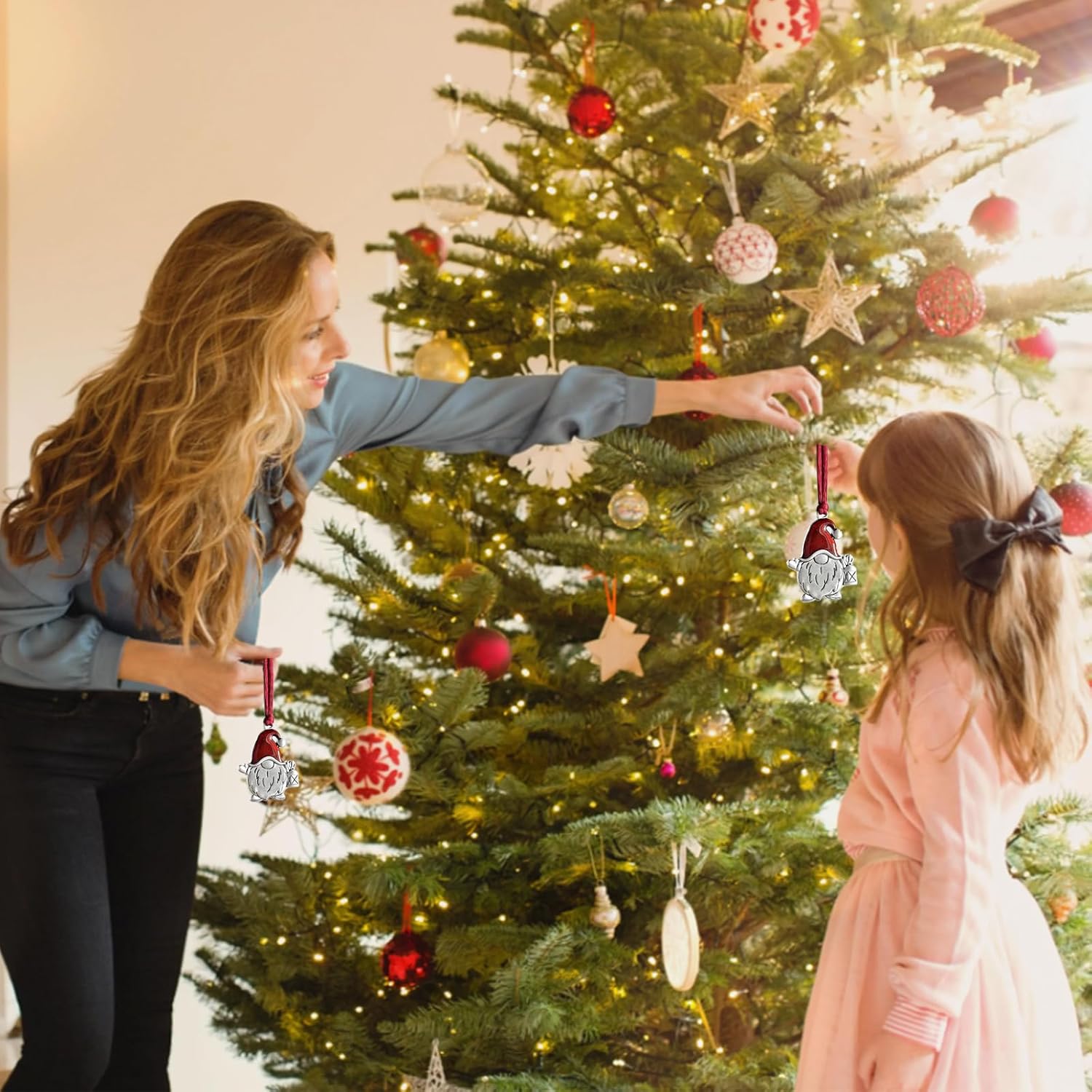 Christmas Gnome Ornaments Decoration, 2025 Solid Pewter Christmas Tree Hanging Ornament Handcrafted Metal for Christmas Trees Home Party Party Gifts (Santa Gnome) - Image 3