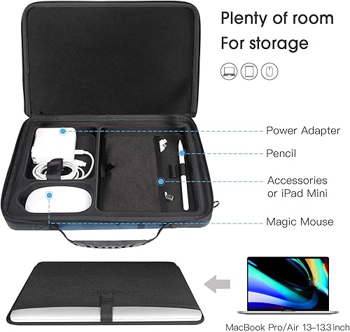 Miniatura 10 de Smatree Funda de transporte rígida compatible con MacBook Pro de 12 a 14 pulgadas 2021133-136 pulgadas MacBook Air 2022-2018129 pulgadas iPad