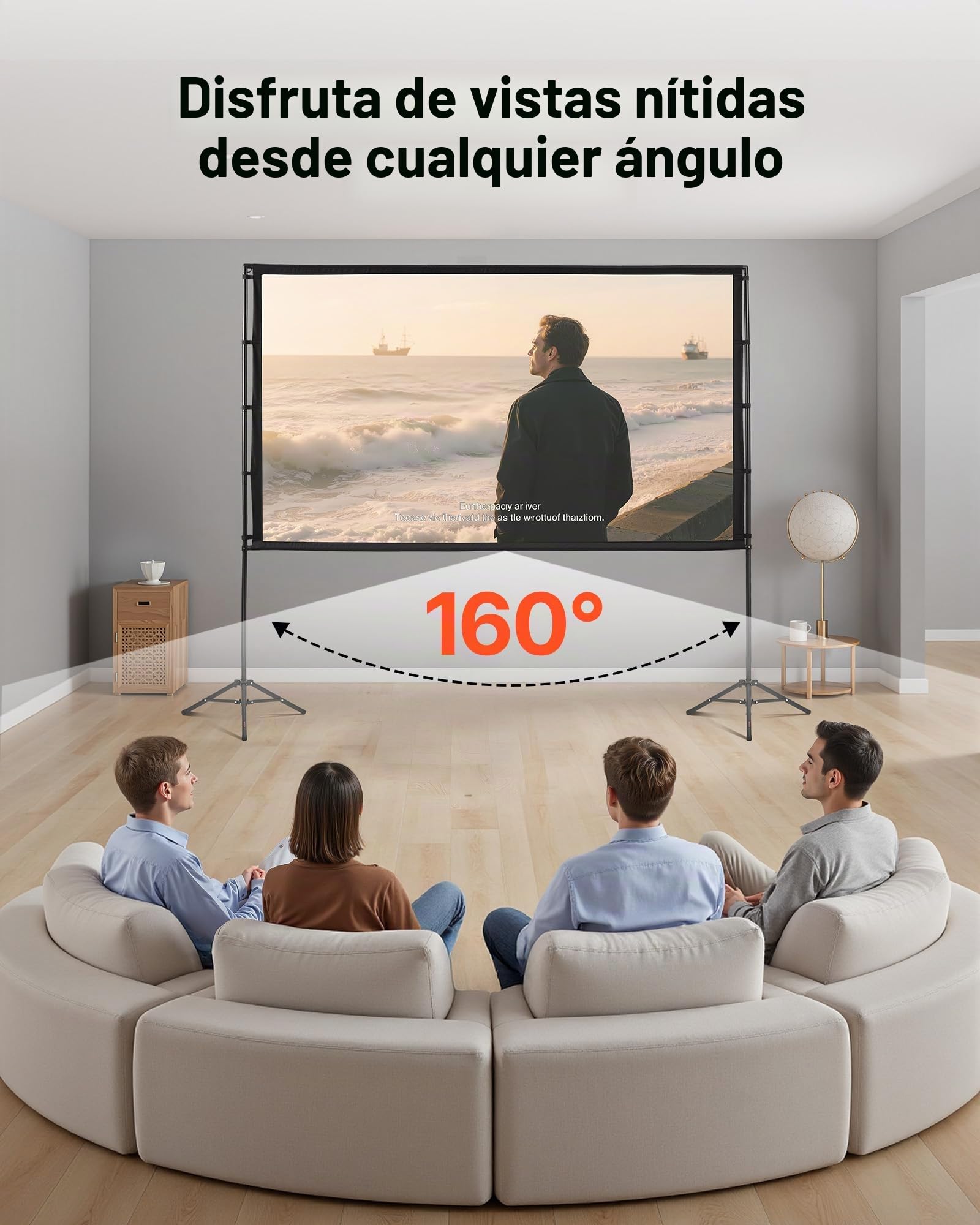 VEVOR Pantalla de Proyector con 2 Trípodes, Pantalla de Proyección Portátil Antiarruga de 254 cm con Ángulo Amplio de 160° y Bolsa de Transporte 16:9 4K HD para Presentaciones de Cine en Casa