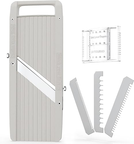 Miniatura 2 de Cortadora de mandolina japonesa ancha para cocina - Cortador profesional de verduras con cuchillas intercambiables de acero inoxidable - Rebanadora