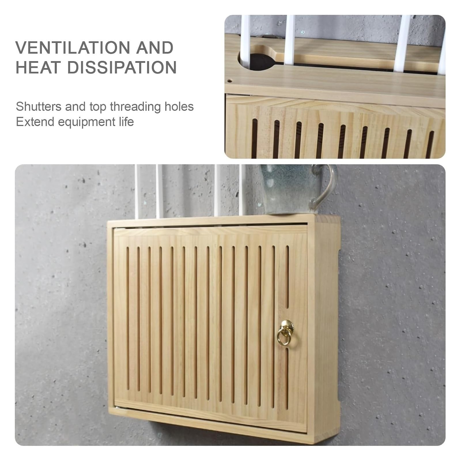 Boîte de rangement pour routeur WiFi, étagère murale en bois pour routeur et gestion des câbles, solution de rangement dissimulée