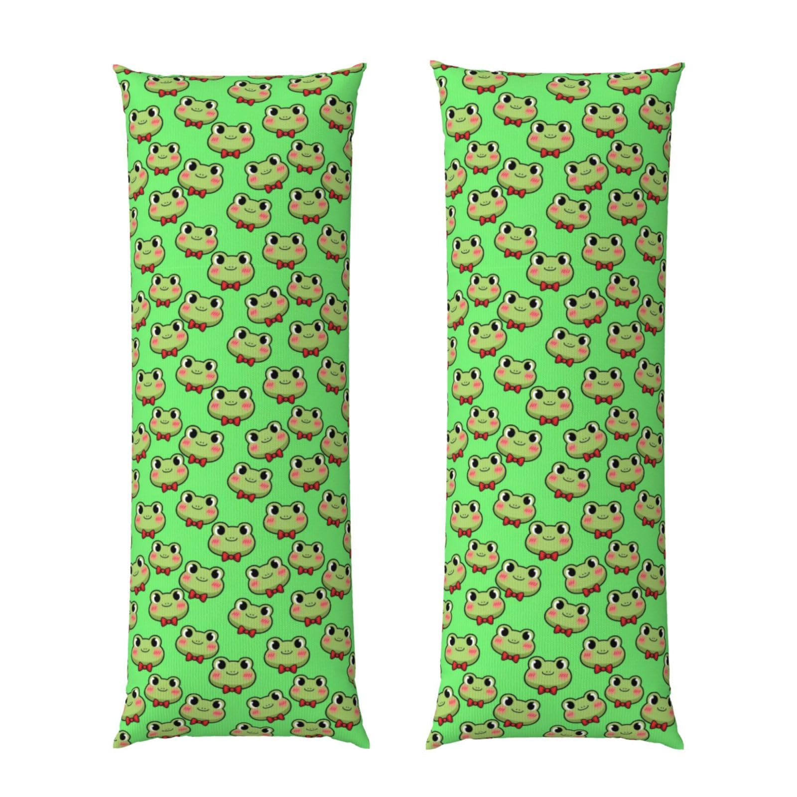 Body Pillowcase 20x60 Green Frog Kawaii, Cozy Plush Velvet Pillow Cover with Hidden Zipper, Soft Cushion Case for Bedroom Sofa Home Decor