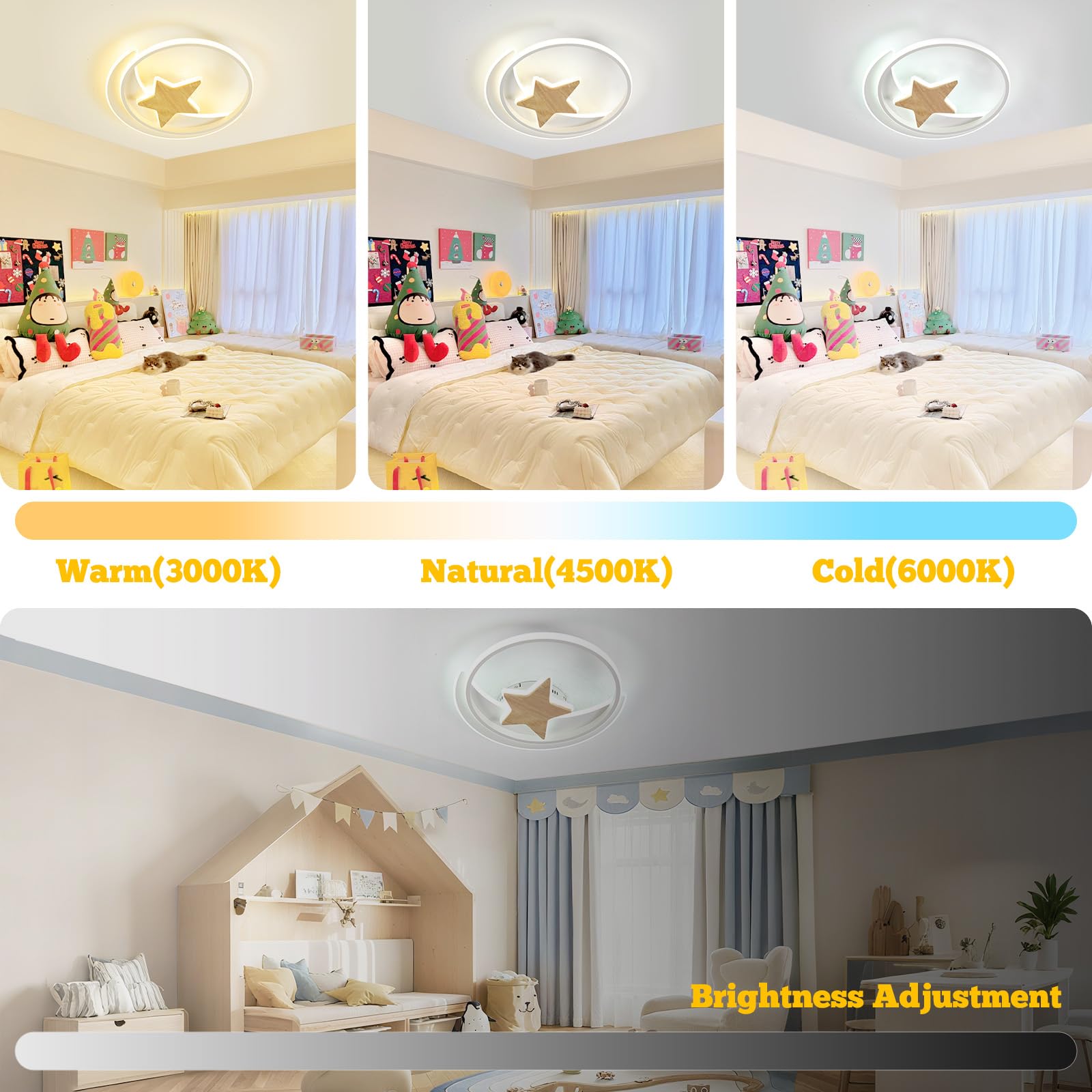 Lampara Infantil Techo, 40CM 32W Lámpara de Techo LED Regulable con Control Remoto 3000-6000K Plafón LED Techo para Cuarto de Niños Dormitorio Sala de Estar