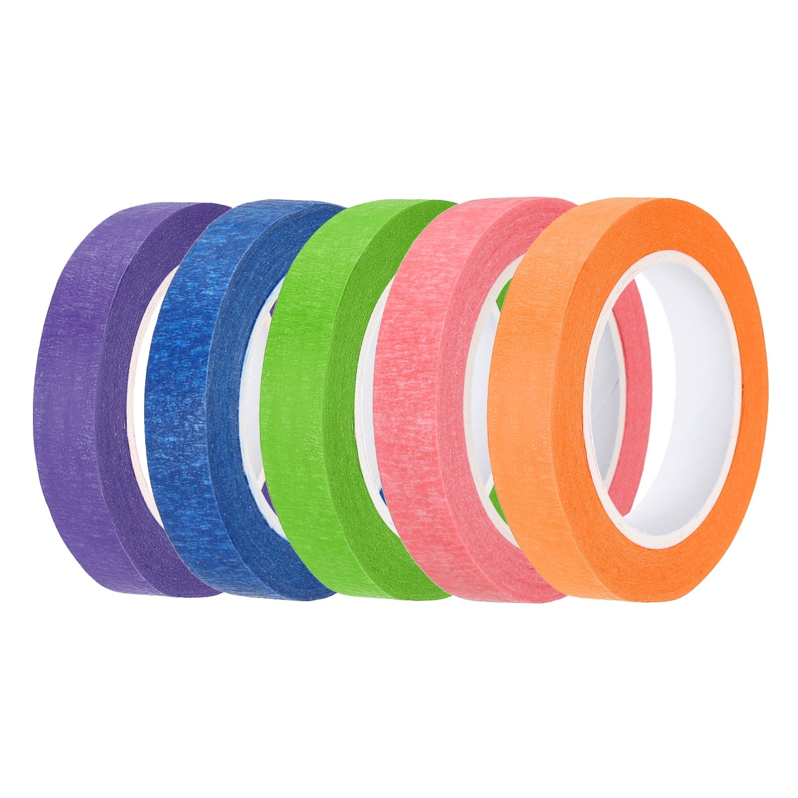 sourcing map 5pcs 3/8" x 11 Yard Colored Masking Tape Universal Crepe Paper Colorful Masking Painter Tape for Art Drawing DIY Handcraft Sealing, Dark Blue Green Pink Orange Purple — image 1