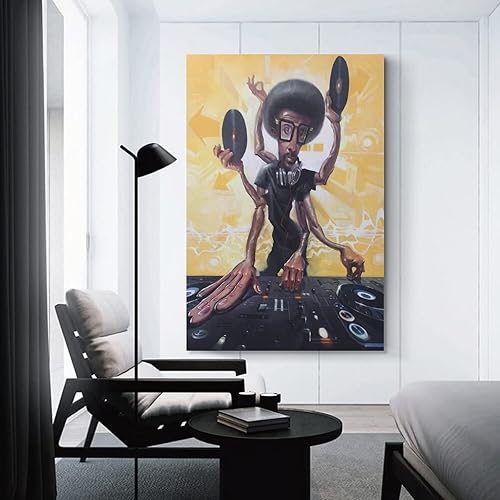 Miniatura 3 de Justin Bua - Póster de arte abstracto negro de DJ de rock, decoración del hogar, póster para colgar en la pared, para dormitorio, pintura