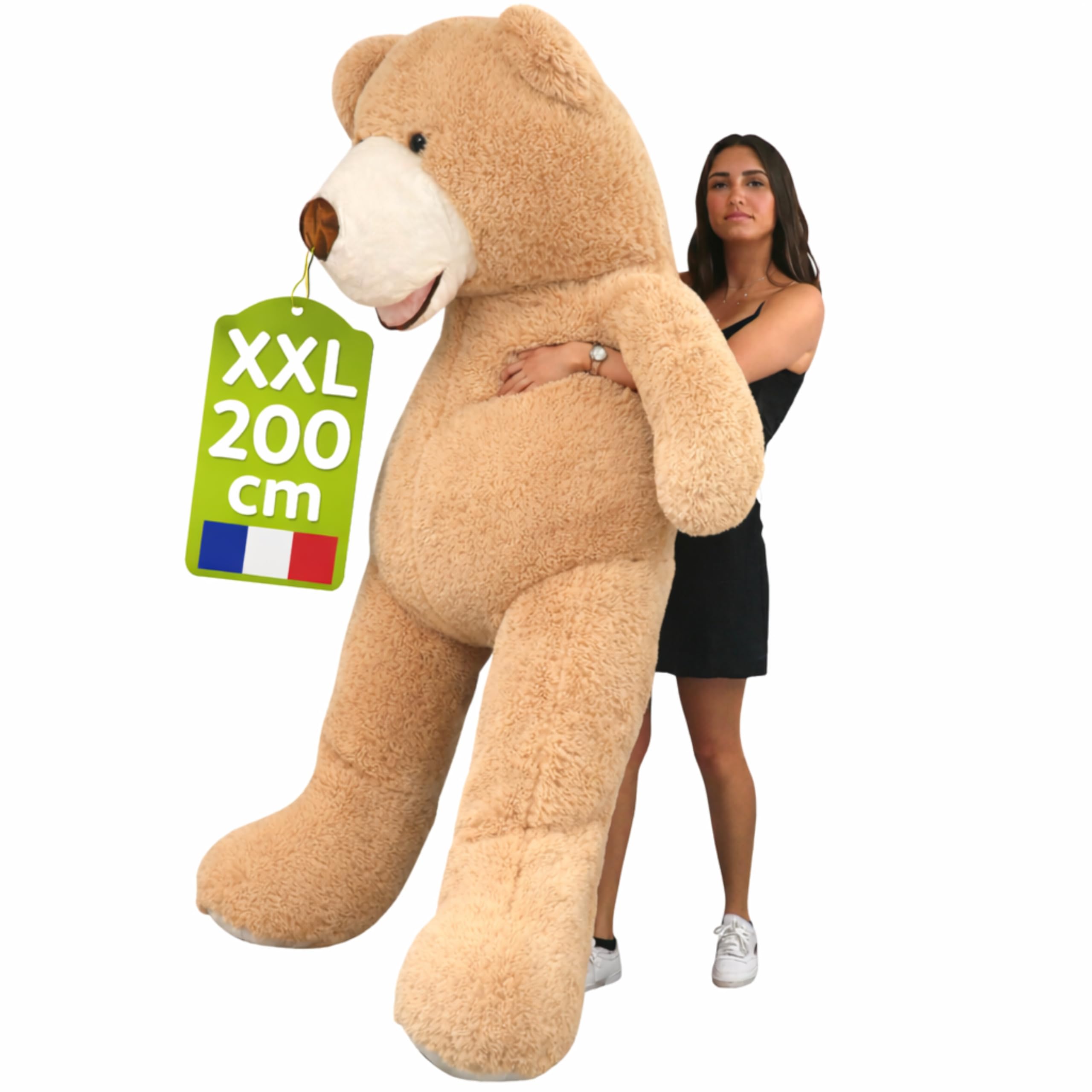 bananair - Orso Peluche Gigante 200cm - Fabbricato in Francia, Certificato CE - Morbido e Soffice, Abbracci Garantiti - Orsacchiotto di Peluche Grande Perfetto per Compleanni e Altre Celebrazioni