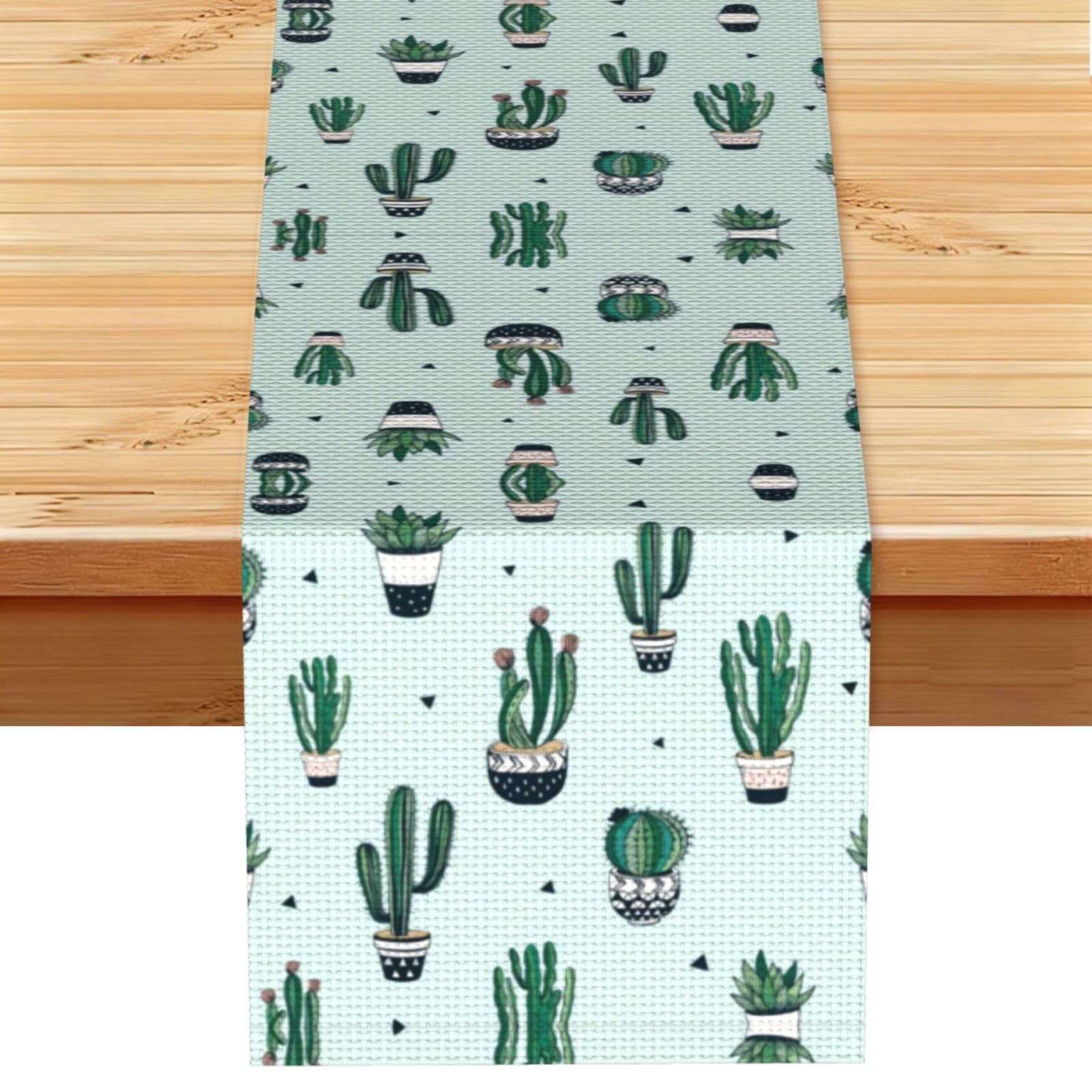 Green cactus Linen Feel Table Runner Wedding Party Home Decoration