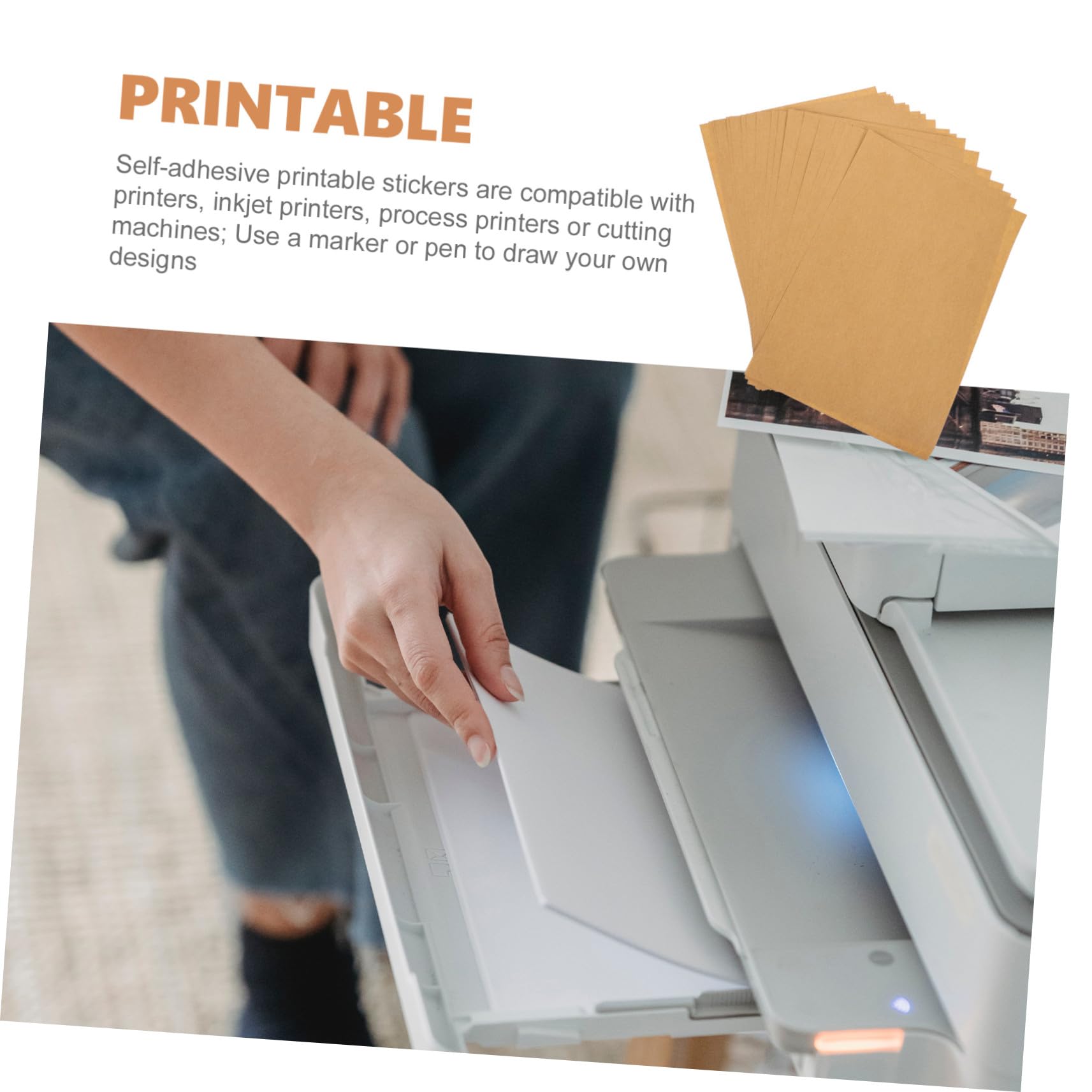100 fogli Carta Kraft per Stampante Etichette in Carta Kraft Spessa Compatibili con Stampanti Inkjet e Laser Adesivi per Libri Quaderni e Personalizzazioni