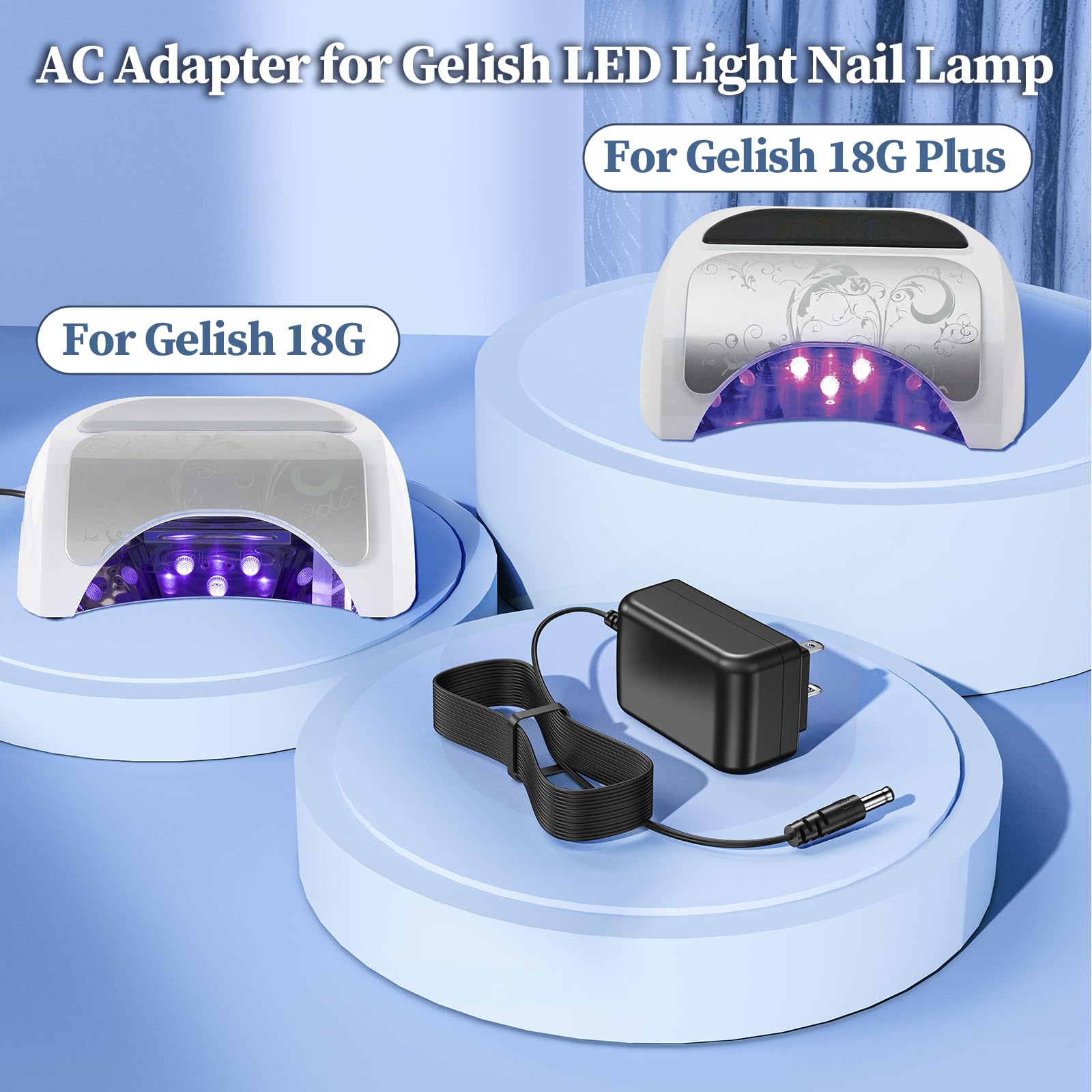 Amazon.com: 12V Charger for Gelish 18G LED Light Nail Lamp Soak