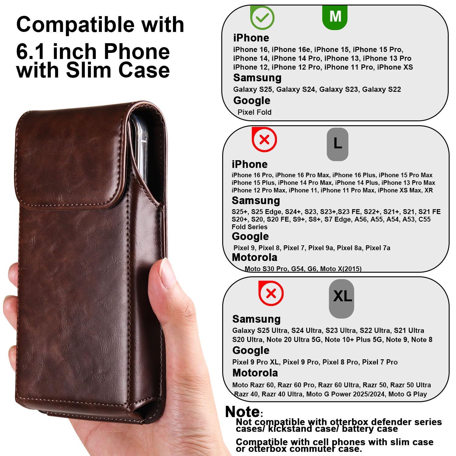 Leather Phone Holster For IPhone Pro Max - Genuine Leather Belt Clip Pouch For Men With Magnetic Closure