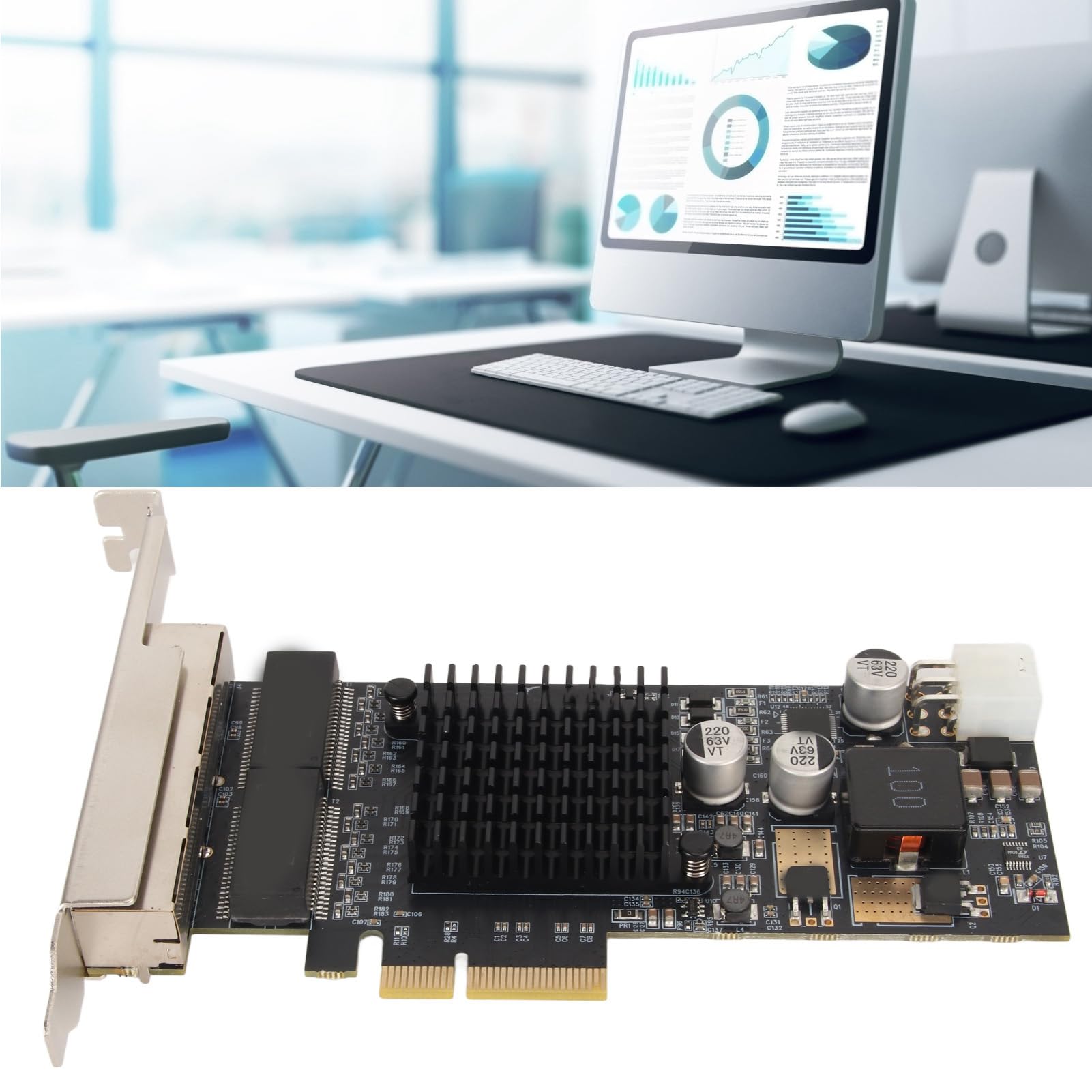 Ejoyous Scheda di Rete Gigabit PCIE, 4 Porte RJ45 I350