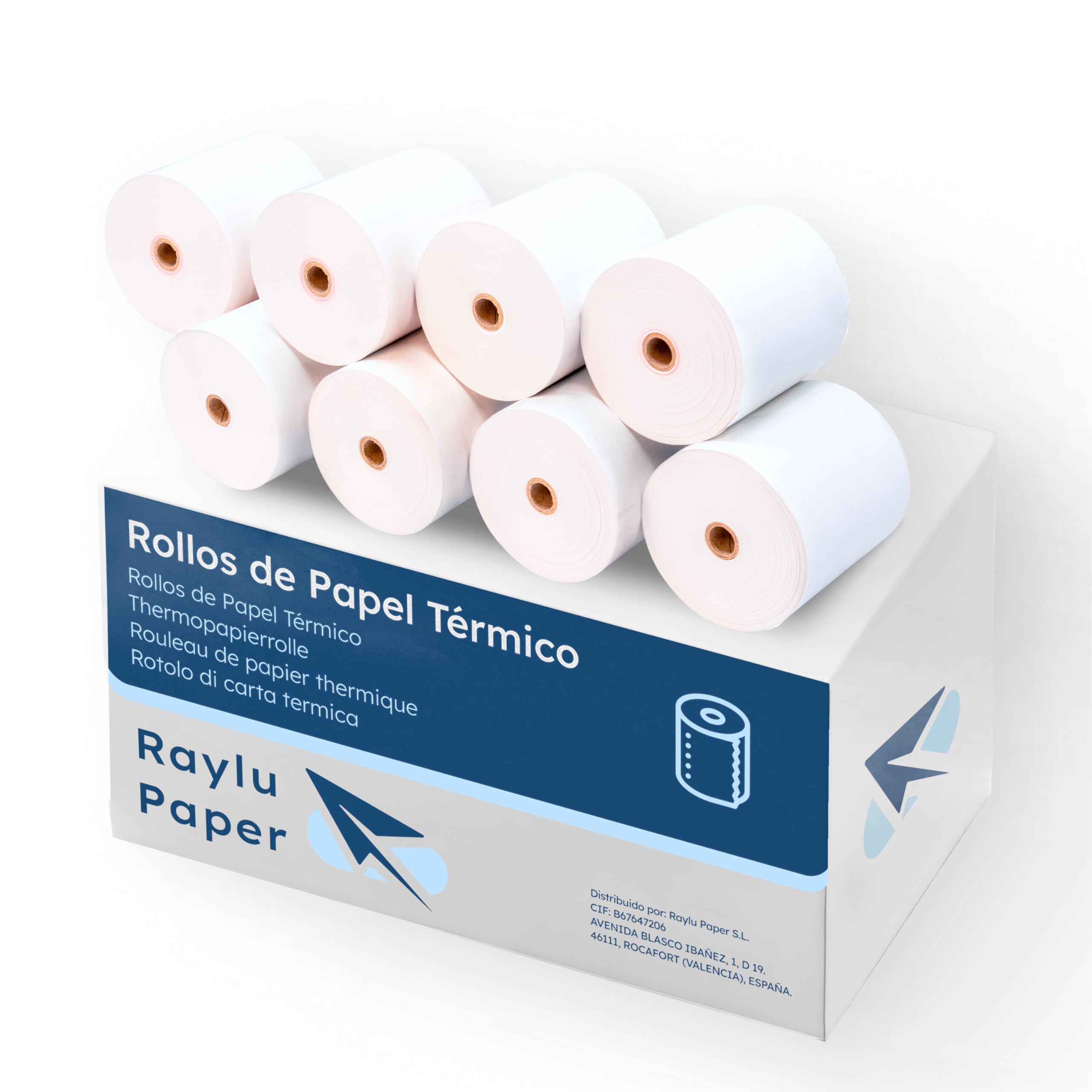 Raylu Paper - 10 Rolls Premium Thermal Paper 57 x 55 mm for POS, Adders, Thermal Printers, Cash Registers, Mandrel: 12 mm, White, Bisphenol Free (10 Rolls 57 x 55 mm)