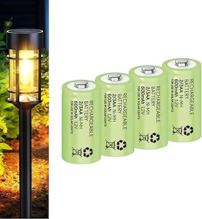 BuyaBattery Soluminate Solar Light Batteries AA AAA 600mAh 400mAh 300mAh 1.2V Rechargeable NiMH Green plus 2/3AA 2/3AAA 1/3AAA mini sizes (Type 2/3AA - Two Thirds AA, 4-Pack)