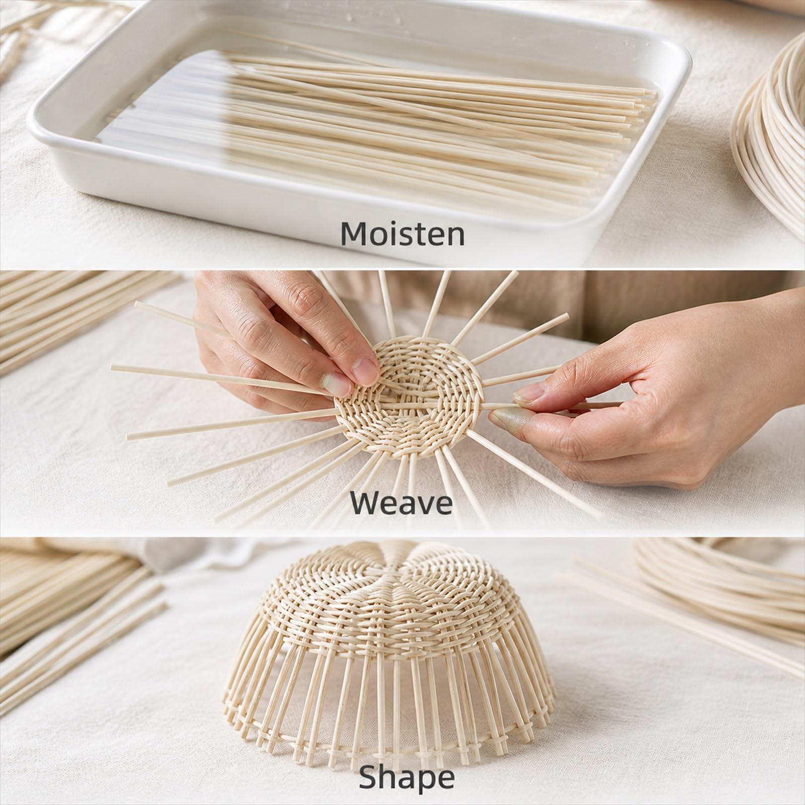 Midollo Di Rattans Naturale,Materiale Intrecciato Rotondo In Rattans