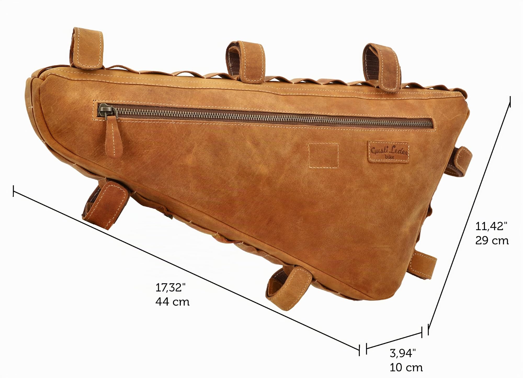 Gusti Fahrradtasche Leder - Roger V. Rahmentasche Ledertasche Vintage Look Fahrradzubehör Braun