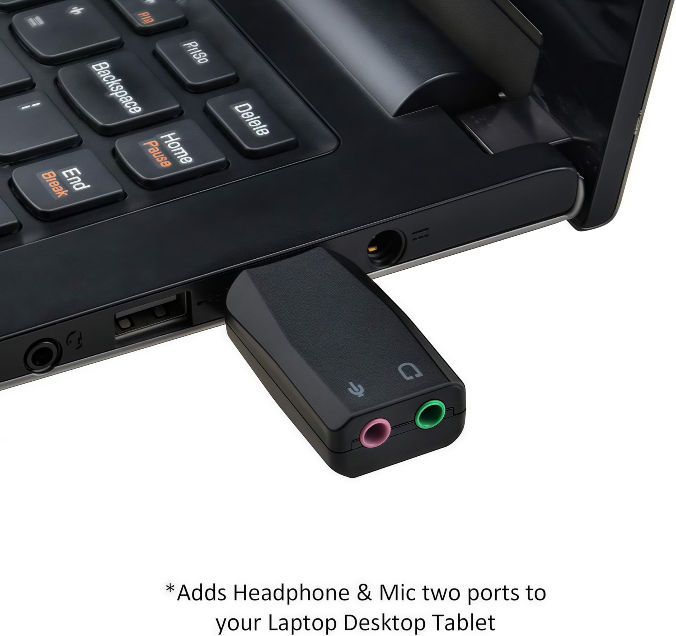 USB-geluidskaart, USB stereo geluidskaart extern met USB-hub, 3,5 mm hoofdtelefoon/volumeregeling/equalizer voor pc, laptops, tablets