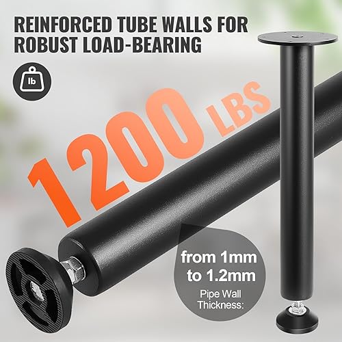 Miniatura 3 de VEVOR Patas de escritorio ajustables de 16 pulgadas, patas de acero reforzado para muebles de mesa de oficina, juego de 4 para bricolaje, capacidad