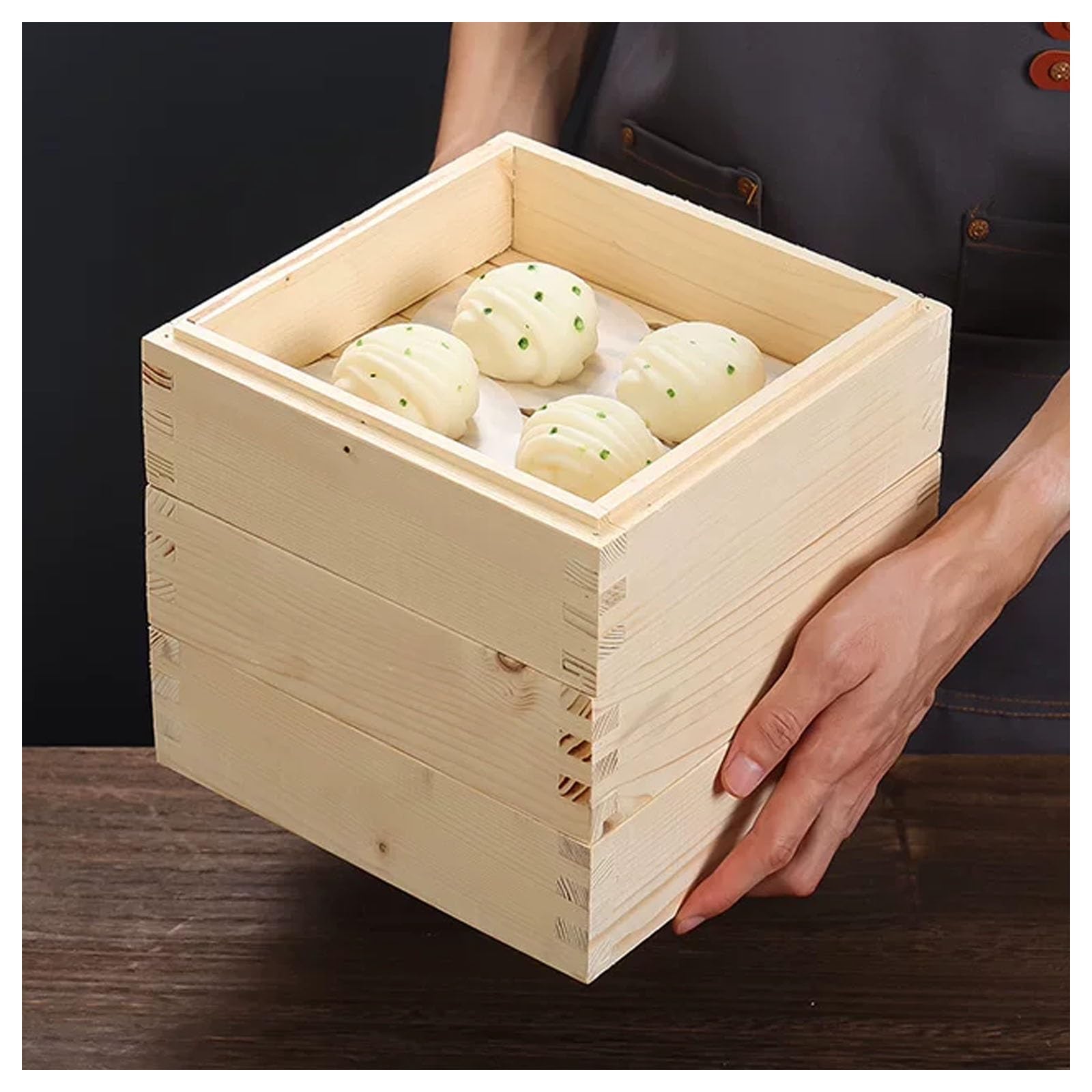 Cestello for cottura a vapore a 2 livelli con coperchio, vaporiera for gnocchi fatta a mano, vaporiera dal design tradizionale, for dim sum, verdure, carne e pesce